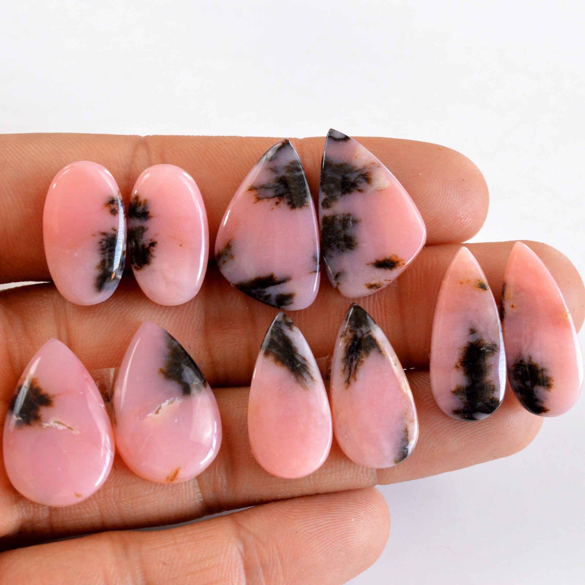 5 Pairs 88 Cts Natural Smooth Pink Opal Pairs Mix Loose Gemstone Cabochon Wholesale Lot Size 19x11-22x14mm R-14130