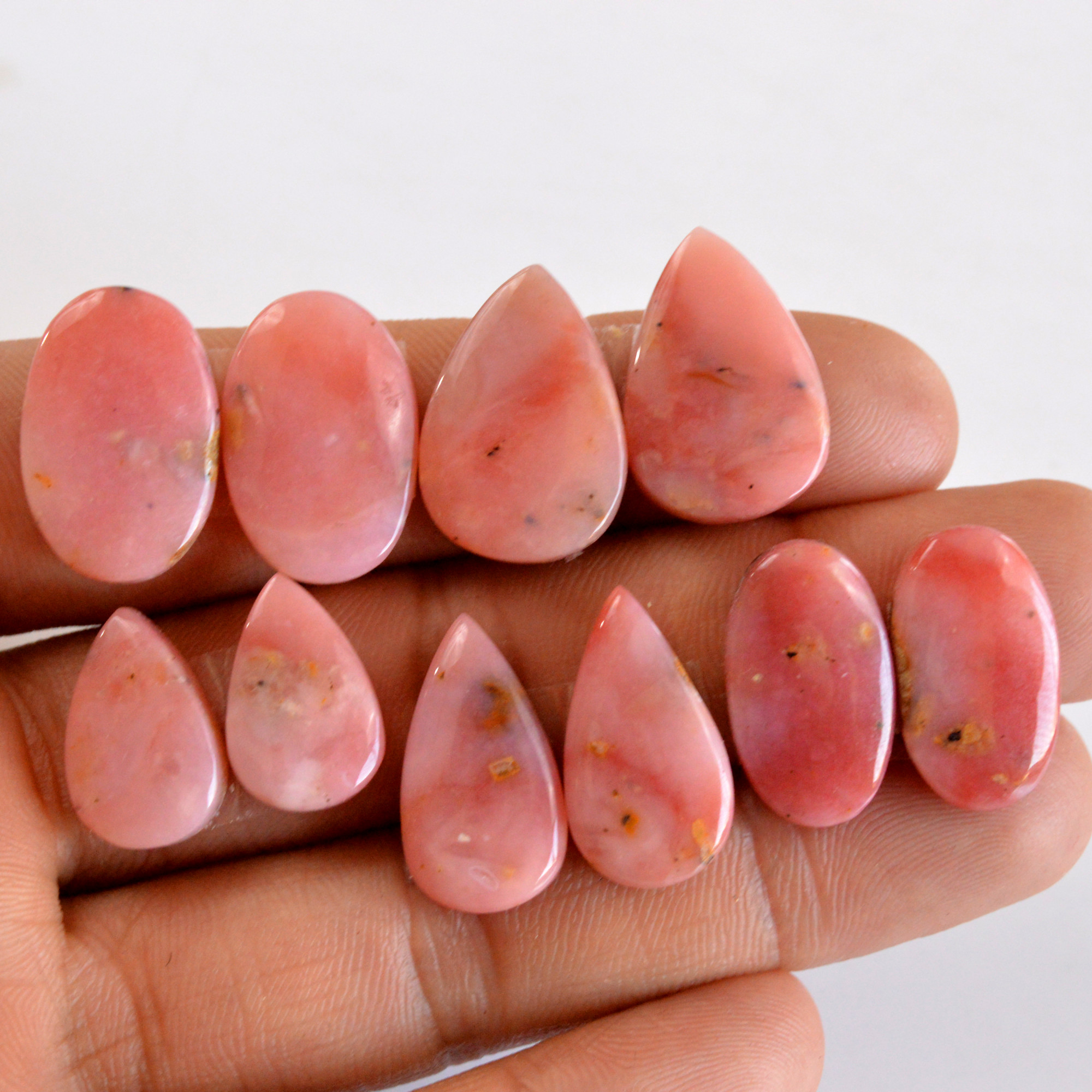 5 Pair 80 Cts Natural Smooth Pink Opal Pairs Mix Loose Gemstone Cabochon Wholesale Lot Size 16x10-20x13mm R-14143