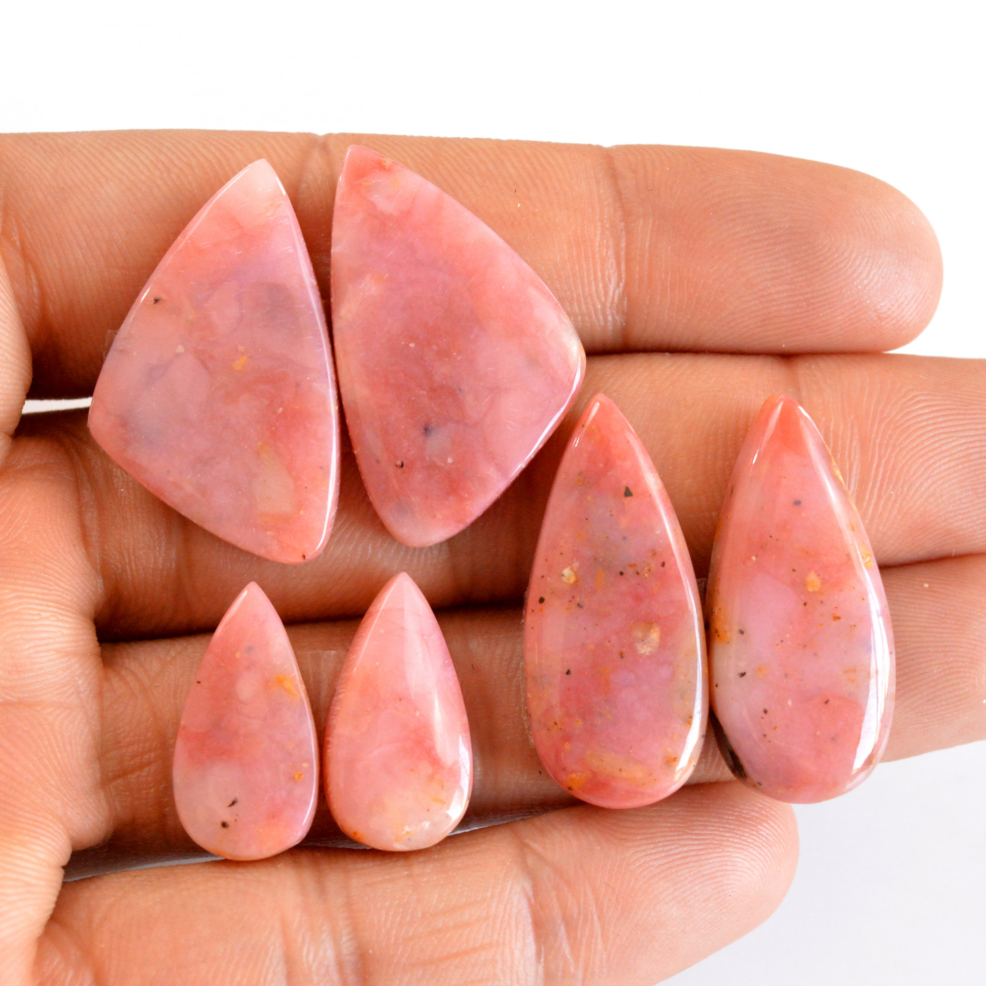 3 Pair 83 Cts Natural Smooth Pink Opal Pairs Mix Loose Gemstone Cabochon Wholesale Lot Size 20x10-30x18mm R-14163