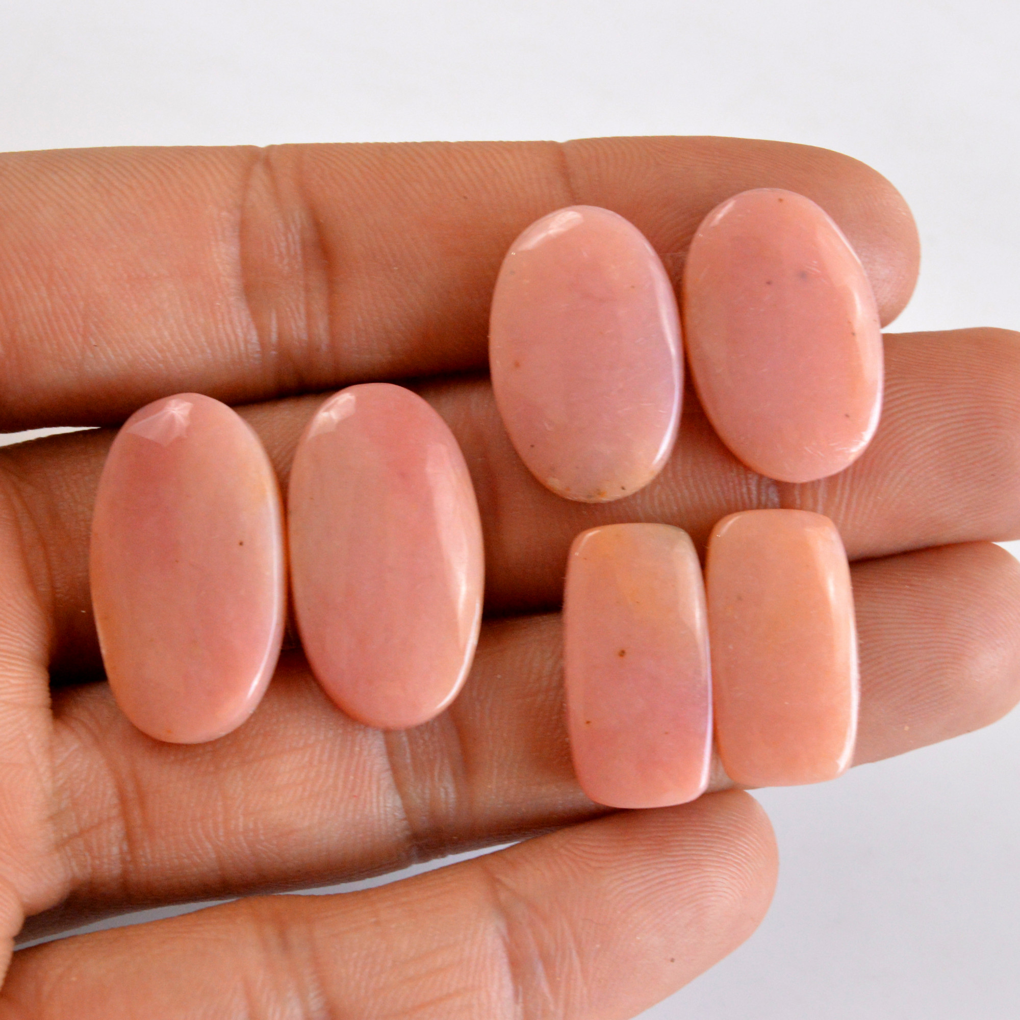 3 Pcs 62 Cts Natural Smooth Pink Opal Pairs Mix Loose Gemstone Cabochon Wholesale Lot Size 20x10-25x13mmR-14168