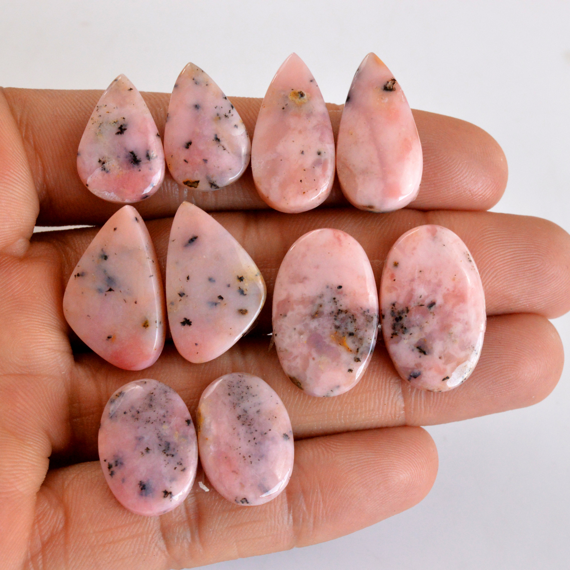 5 Pair 114 Cts Natural Smooth Pink Opal Pairs Mix Loose Gemstone Cabochon Wholesale Lot Size 19x12-24x15mm R-14179