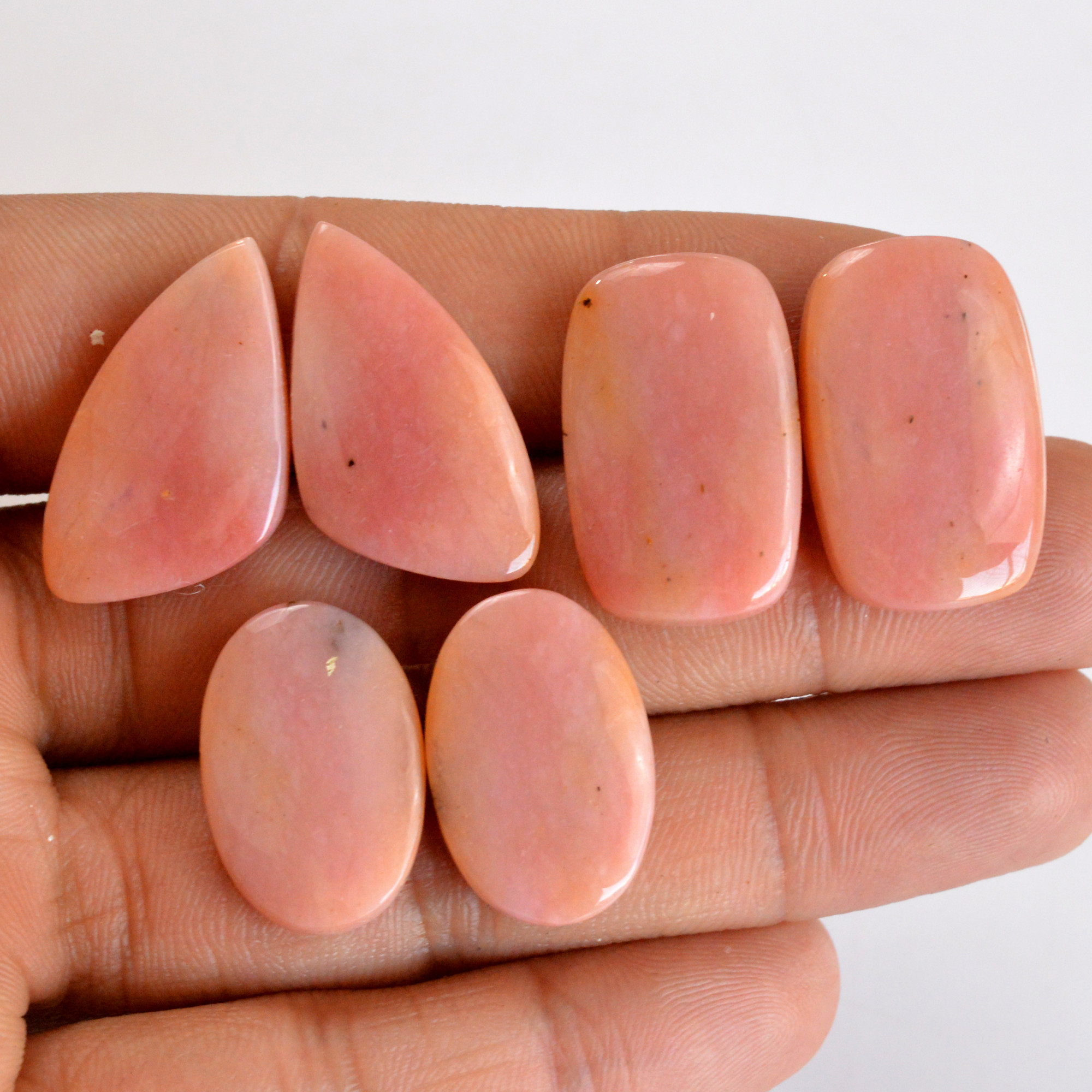3 Pair 93 Cts Natural Smooth Pink Opal Pairs Mix Loose Gemstone Cabochon Wholesale Lot Size 21x14-25x15mmR-14187