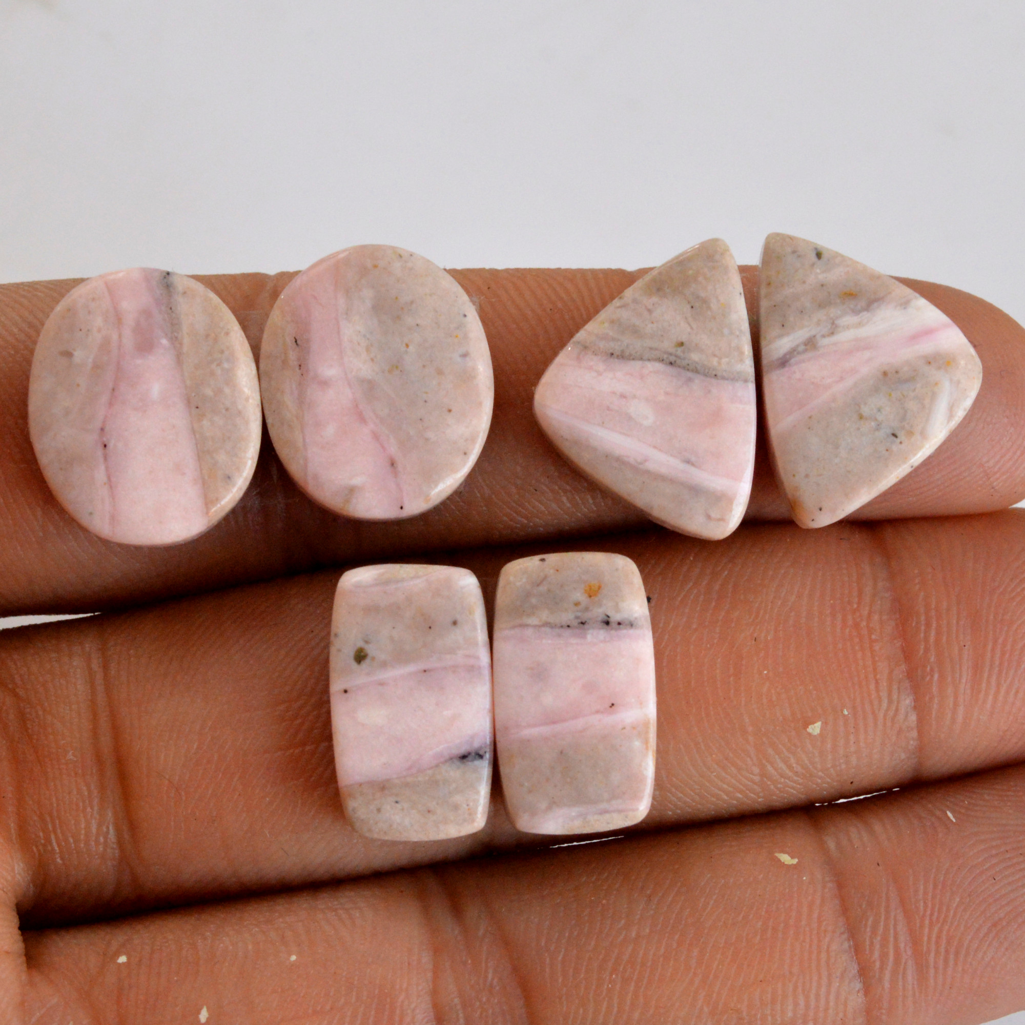 3 Pair 45 Cts Natural Smooth Pink Opal Pairs Mix Loose Gemstone Cabochon Wholesale Lot Size 16x9-16x13mm R-14228