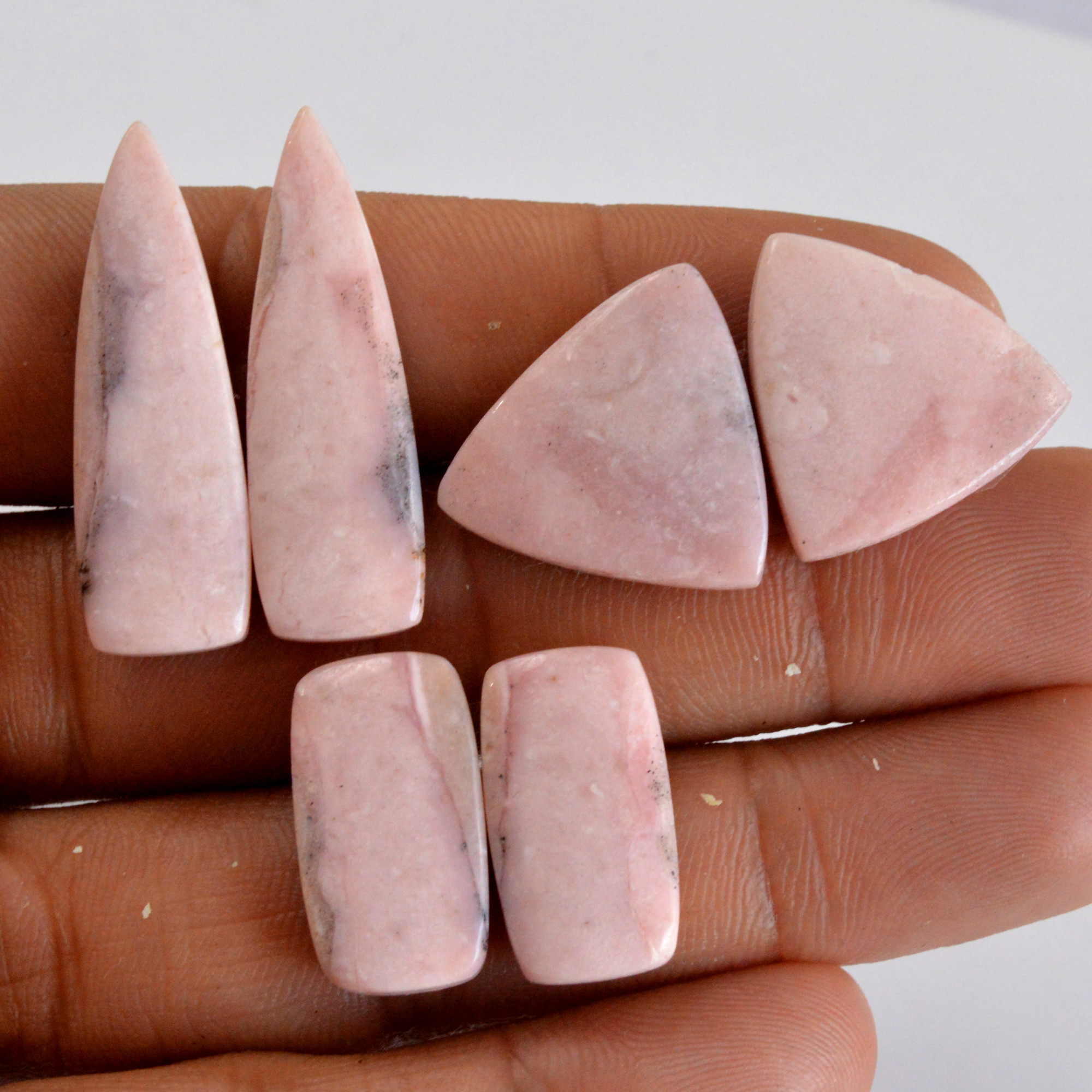 3 Pair 70 Cts Natural Smooth Pink Opal Pairs Mix Loose Gemstone Cabochon Wholesale Lot Size 20x10-33x10mm R-14229
