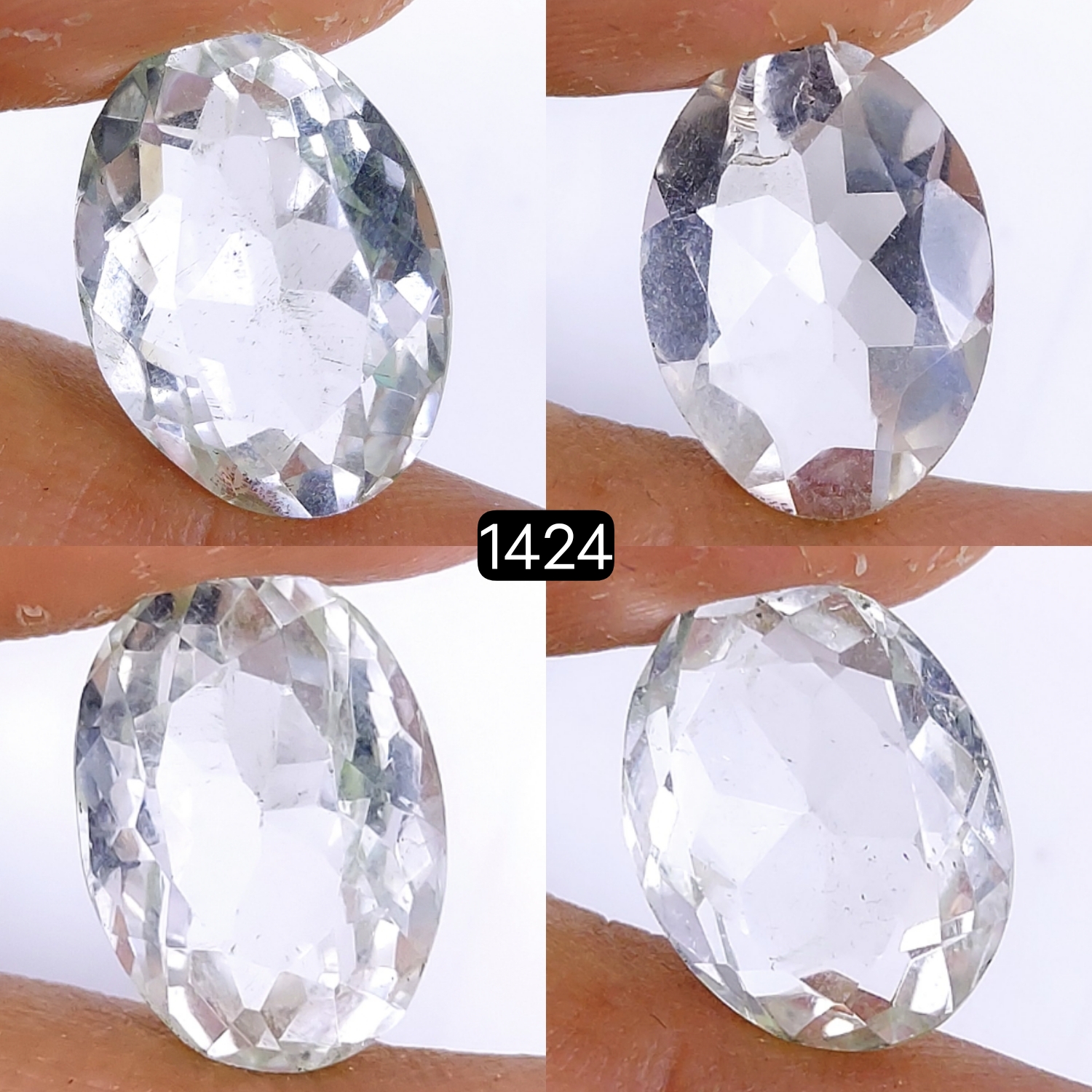 4Pcs 43Cts Natural Crystal Quartz Faceted Cabochon Gemstone Clear Quartz Crystal Loose Gemstone for Jewelry Making Mixed Shape Pendents 20x15 17x13 mm#1424