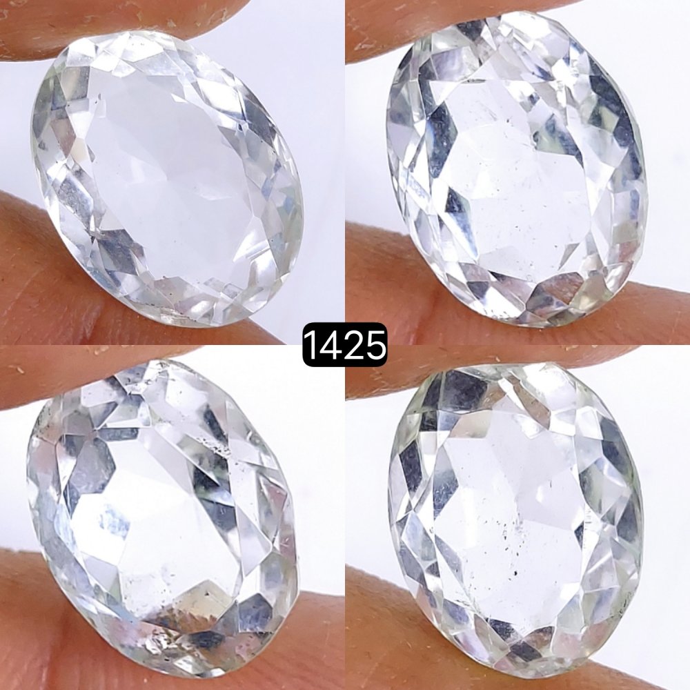 4Pcs 58Cts Natural Crystal Quartz Faceted Cabochon Gemstone Clear Quartz Crystal Loose Gemstone for Jewelry Making Mixed Shape Pendents 22x16 16x12mm#1425