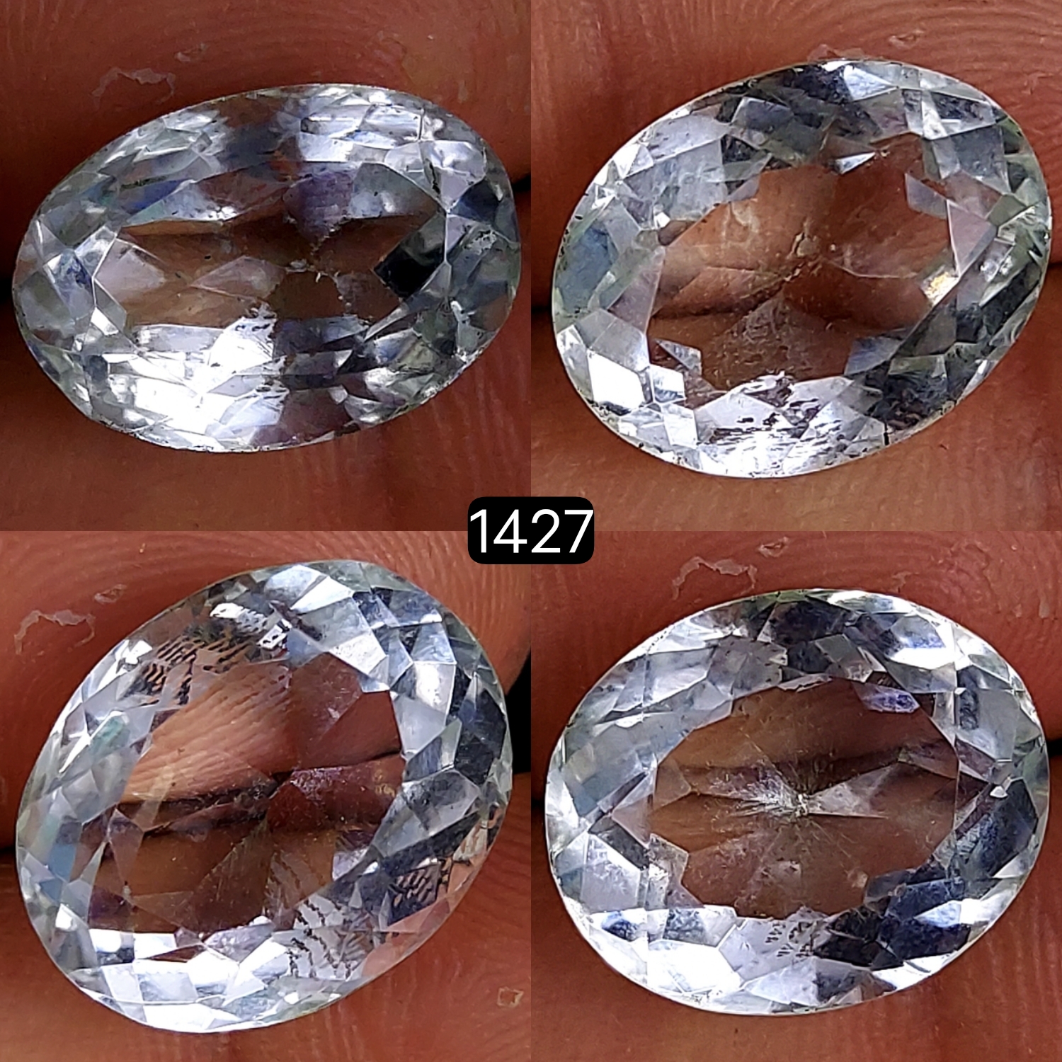 4Pcs 54Cts Natural Crystal Quartz Faceted Cabochon Gemstone Clear Quartz Crystal Loose Gemstone for Jewelry Making Mixed Shape Pendents 20x15 16x12mm#1427
