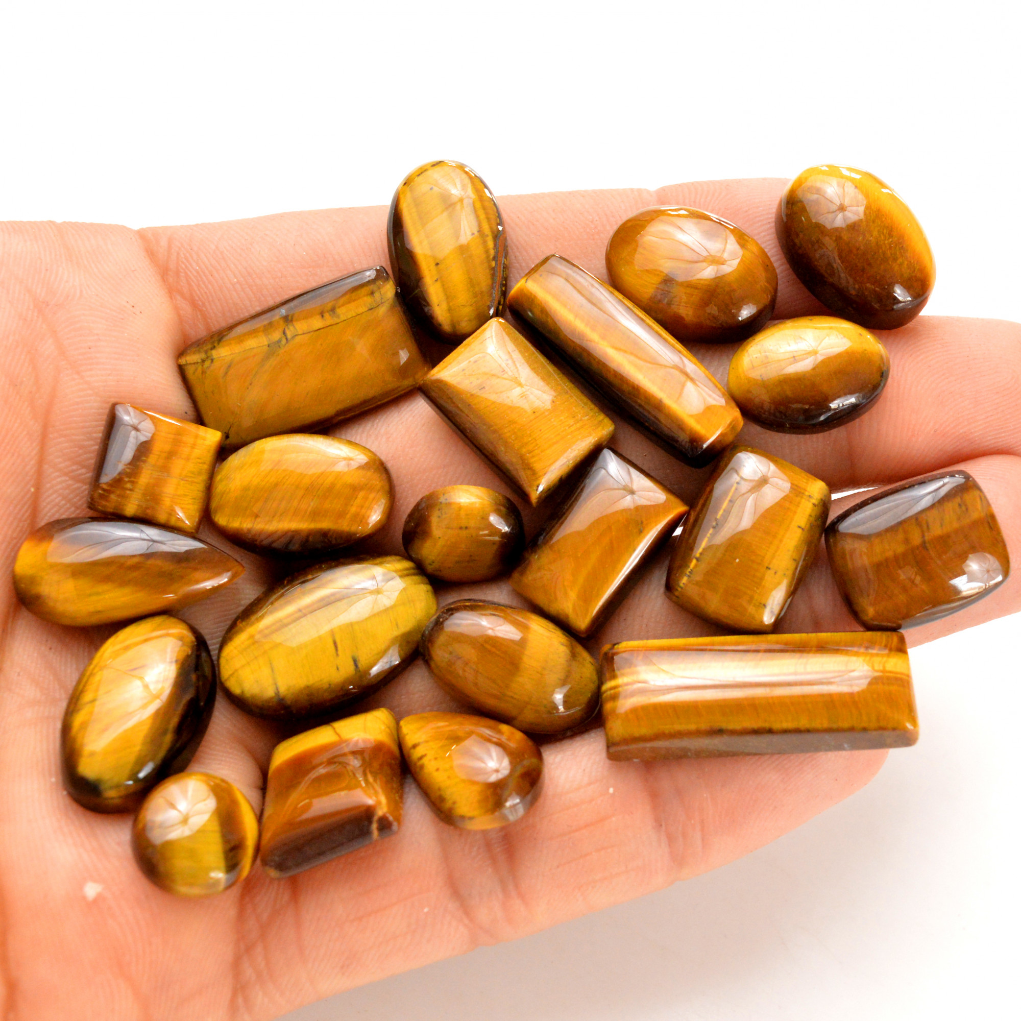 21 Pcs 219 Cts Natural Tiger Eye Cabochon Gemstone Wholesale Lot Size 10x10-27x10mm 14272