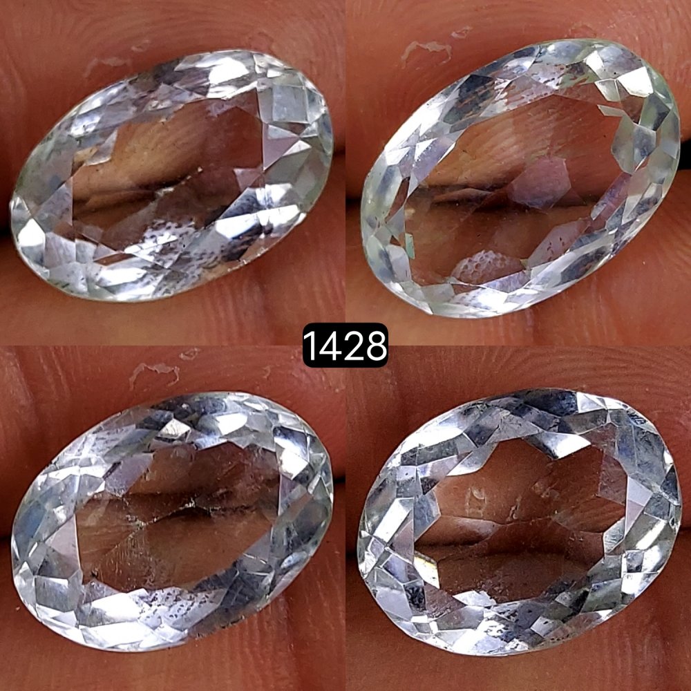 4Pcs 55Cts Natural Crystal Quartz Faceted Cabochon Gemstone Clear Quartz Crystal Loose Gemstone for Jewelry Making Mixed Shape Pendents 20x12 17x13mm#1428