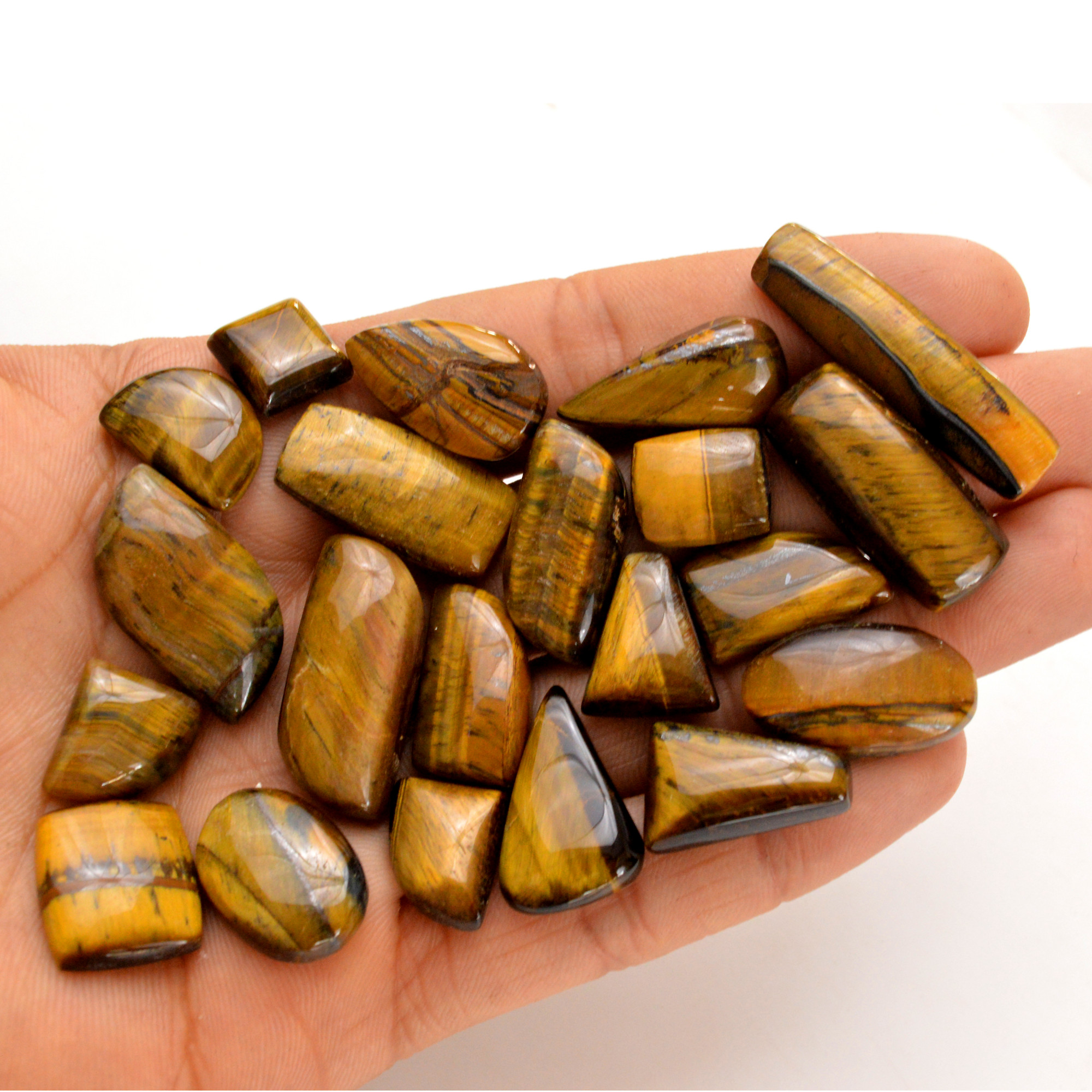 23 Pcs 329 Cts Natural Tiger Eye Cabochon Gemstone Wholesale Lot Size 14x11-27x12mm 14283