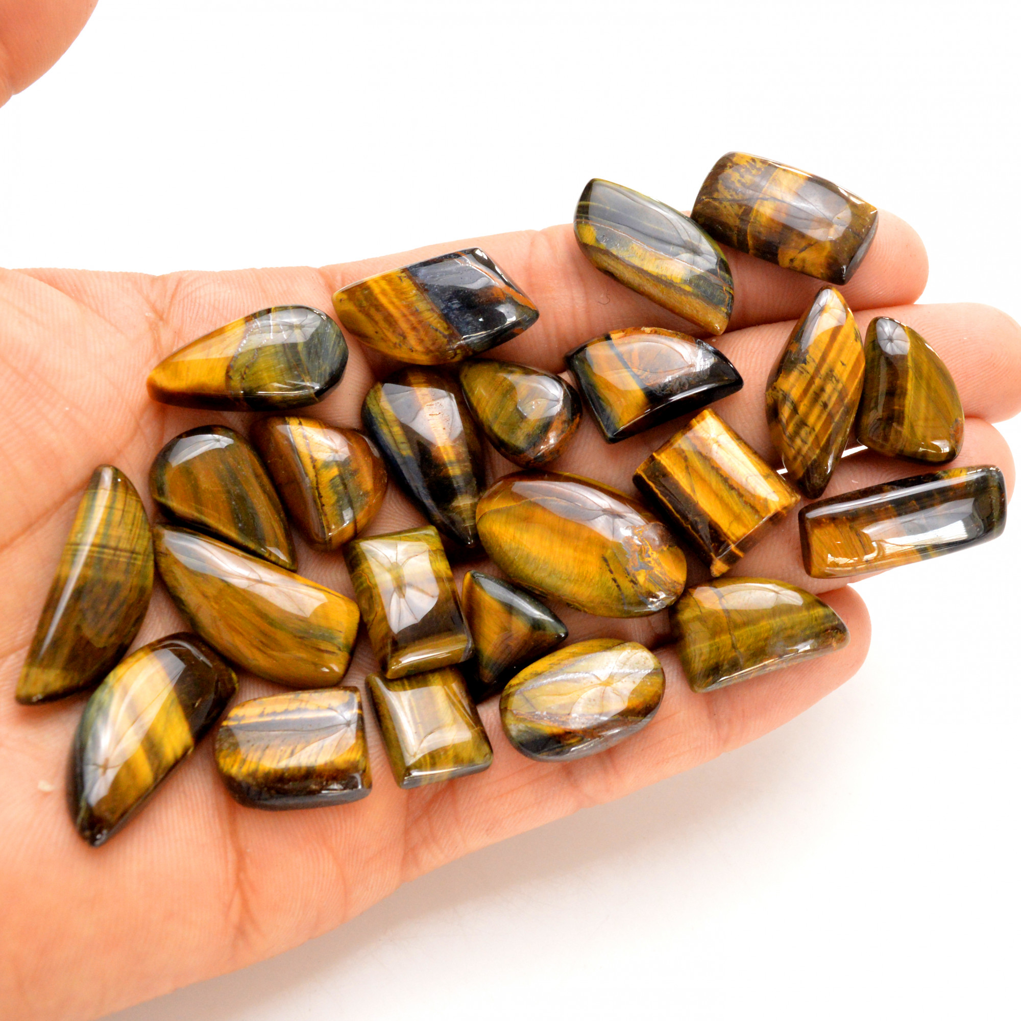 23 Pcs 330 Cts Natural Tiger Eye Cabochon Gemstone Wholesale Lot Size 15x13-26x15mm R-14285
