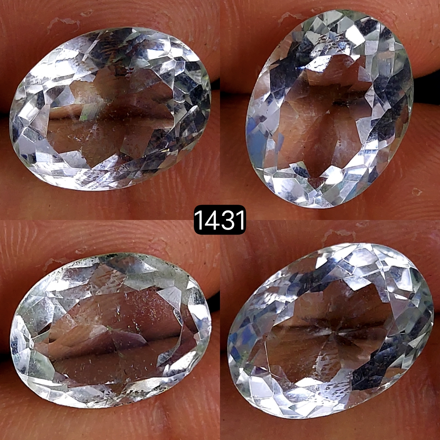 4Pcs 54Cts Natural Crystal Quartz Faceted Cabochon Gemstone Clear Quartz Crystal Loose Gemstone for Jewelry Making Mixed Shape Pendents 18x14 17x12mm1431