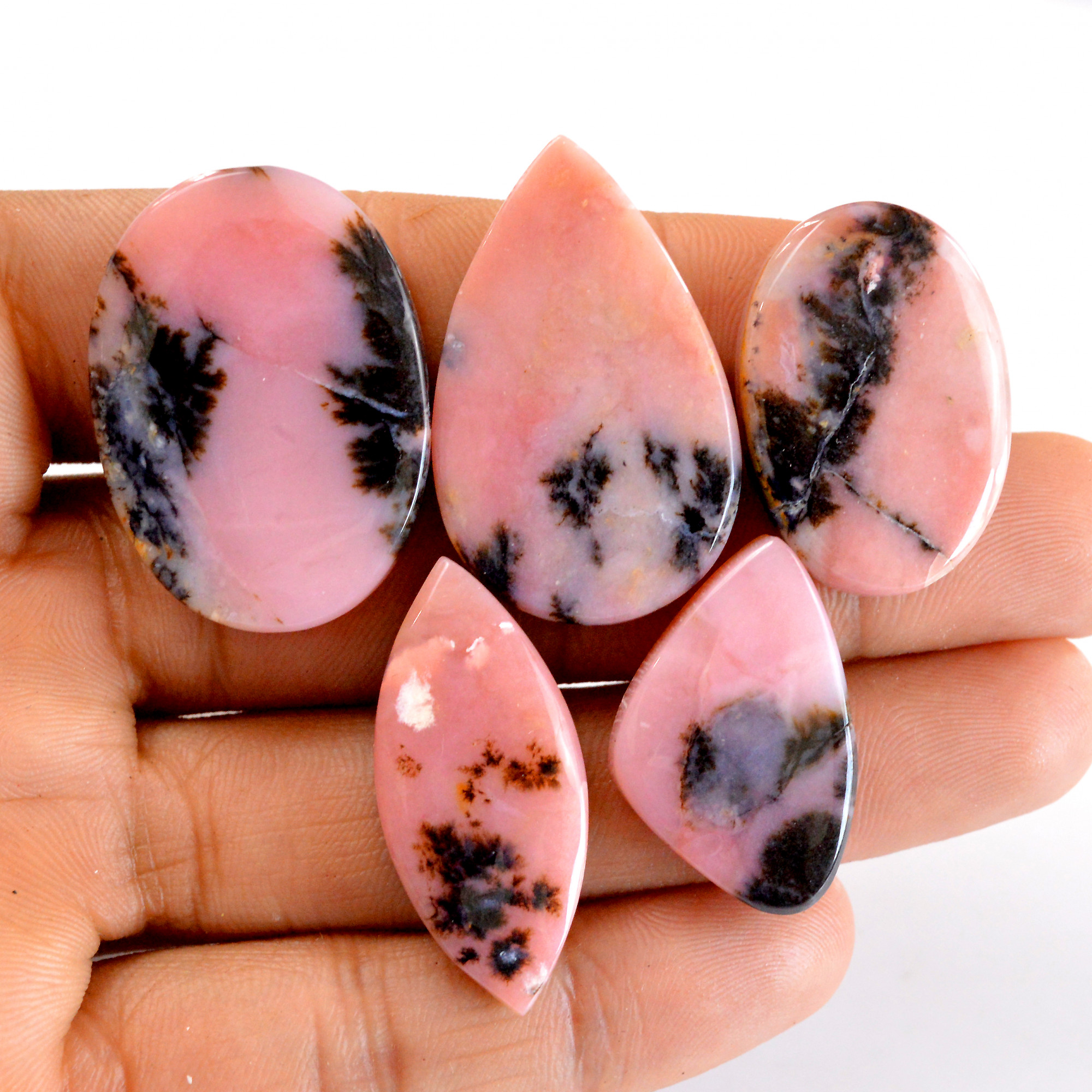 5 Pcs 141 Cts Natural Pink Opal SemiPrecious Gemstone Cabochon Lot Peruvian Loose Gemstone Wholesale Lot Size 31x22 20x11mm 14343