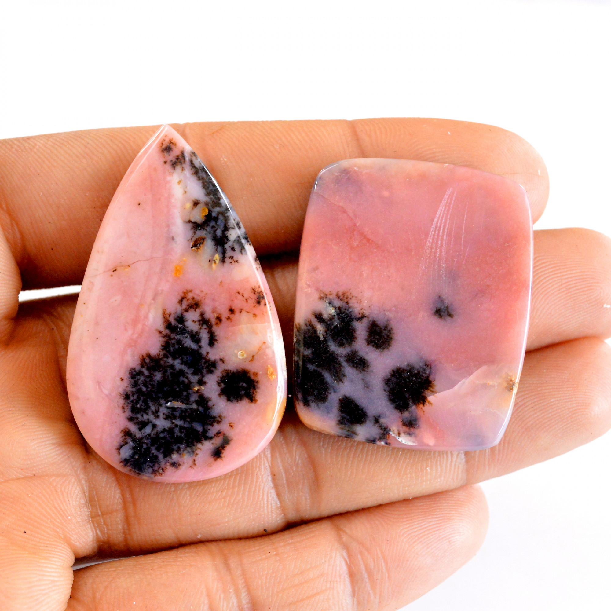 2 Pcs 103 Cts Natural Pink Opal SemiPrecious Gemstone Cabochon Lot Peruvian Loose Gemstone Wholesale Lot Size 35x30 45x26mm 14348
