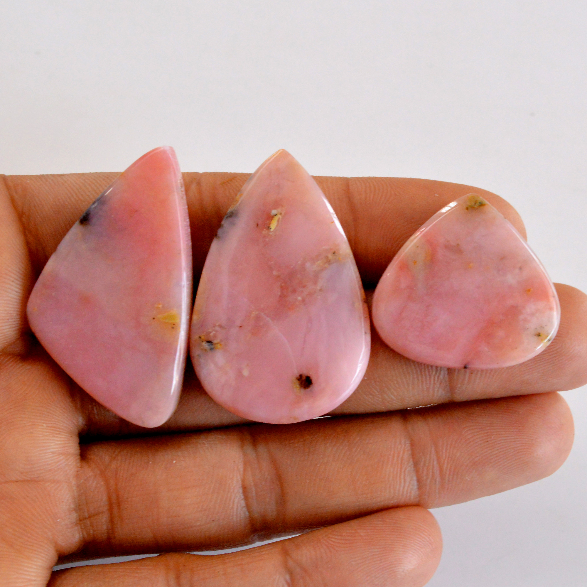 3 Pcs 105 Cts Natural Pink Opal SemiPrecious Gemstone Cabochon Lot Peruvian Loose Gemstone Wholesale Lot Size 40x25 25x26mm R-14357