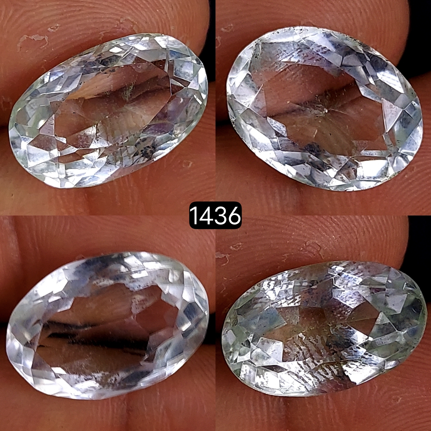 4Pcs 60Cts Natural Crystal Quartz Faceted Cabochon Gemstone Clear Quartz Crystal Loose Gemstone for Jewelry Making Mixed Shape Pendents 22x15 18x12mm1436