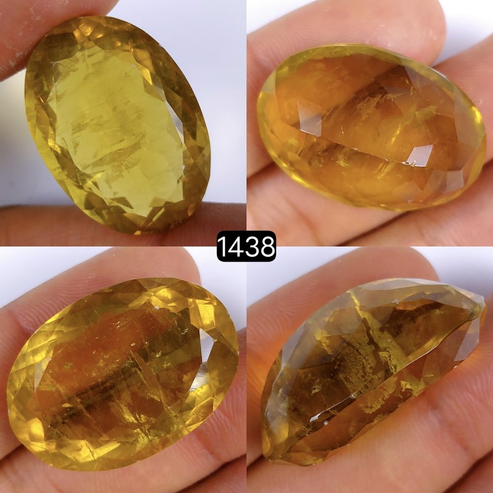 79Cts Natural Yellow Fluorite Faceted Cabochon Oval Shape Gemstone Crystal 32x22mm#1438
