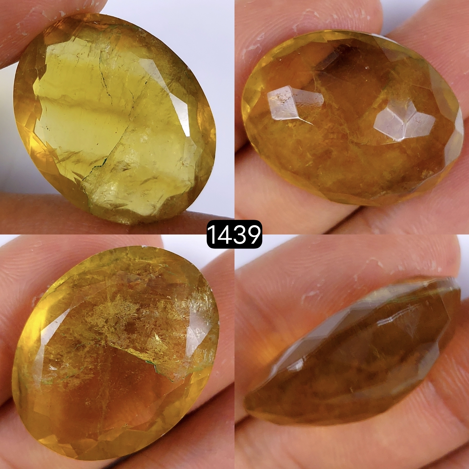 60Cts Natural Yellow Fluorite Faceted Cabochon Oval Shape Gemstone Crystal 30x24mm#1439