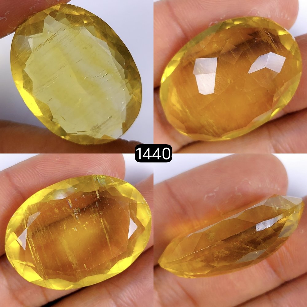 76Cts Natural Yellow Fluorite Faceted Cabochon Oval Shape Gemstone Crystal 34x24mm#1440