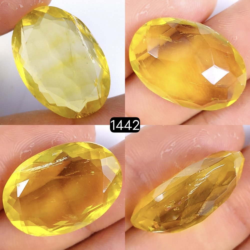 39Cts Natural Yellow Fluorite Faceted Cabochon Oval Shape Gemstone Crystal 26x18mm#1442