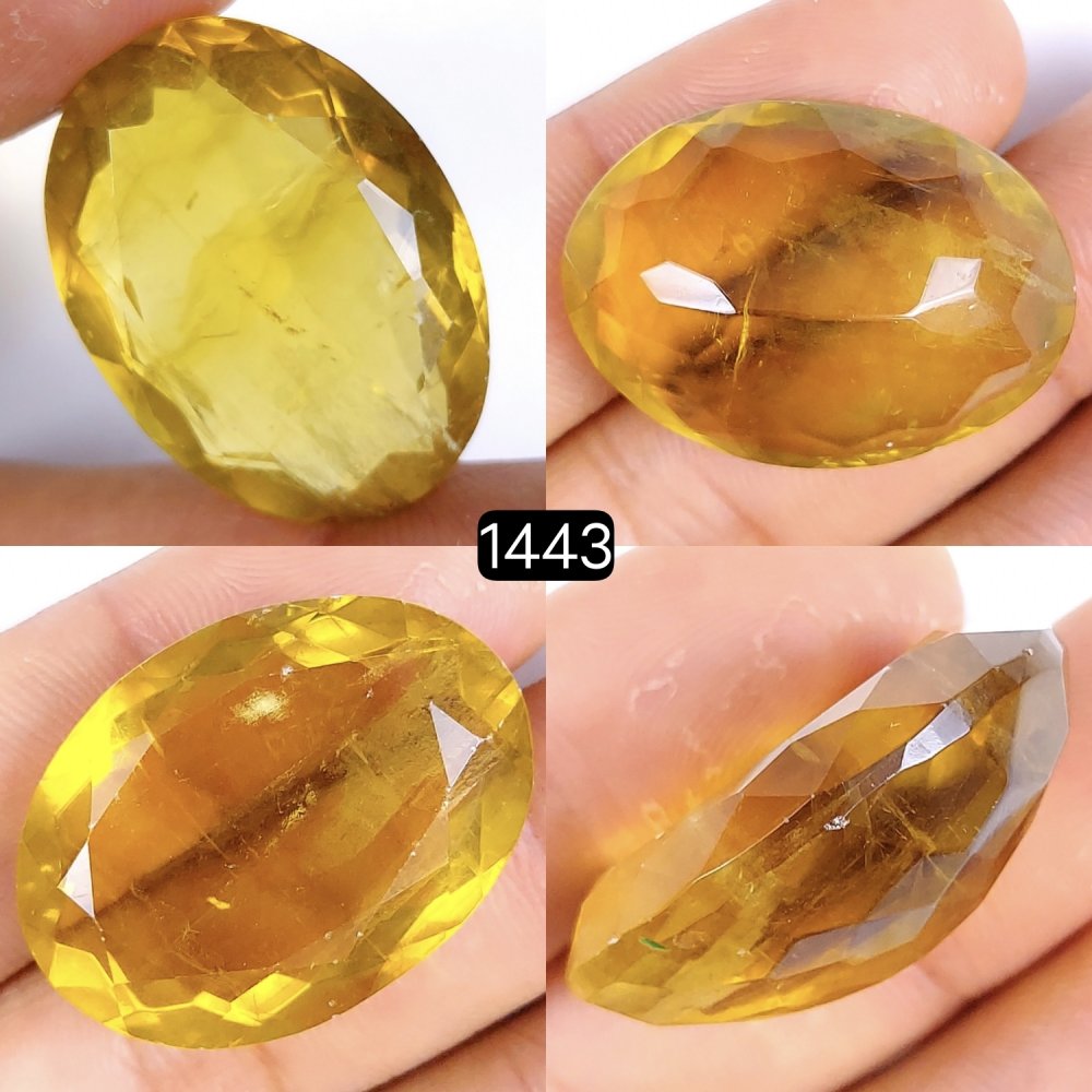68Cts Natural Yellow Fluorite Faceted Cabochon Oval Shape Gemstone Crystal 30x22mm#1443