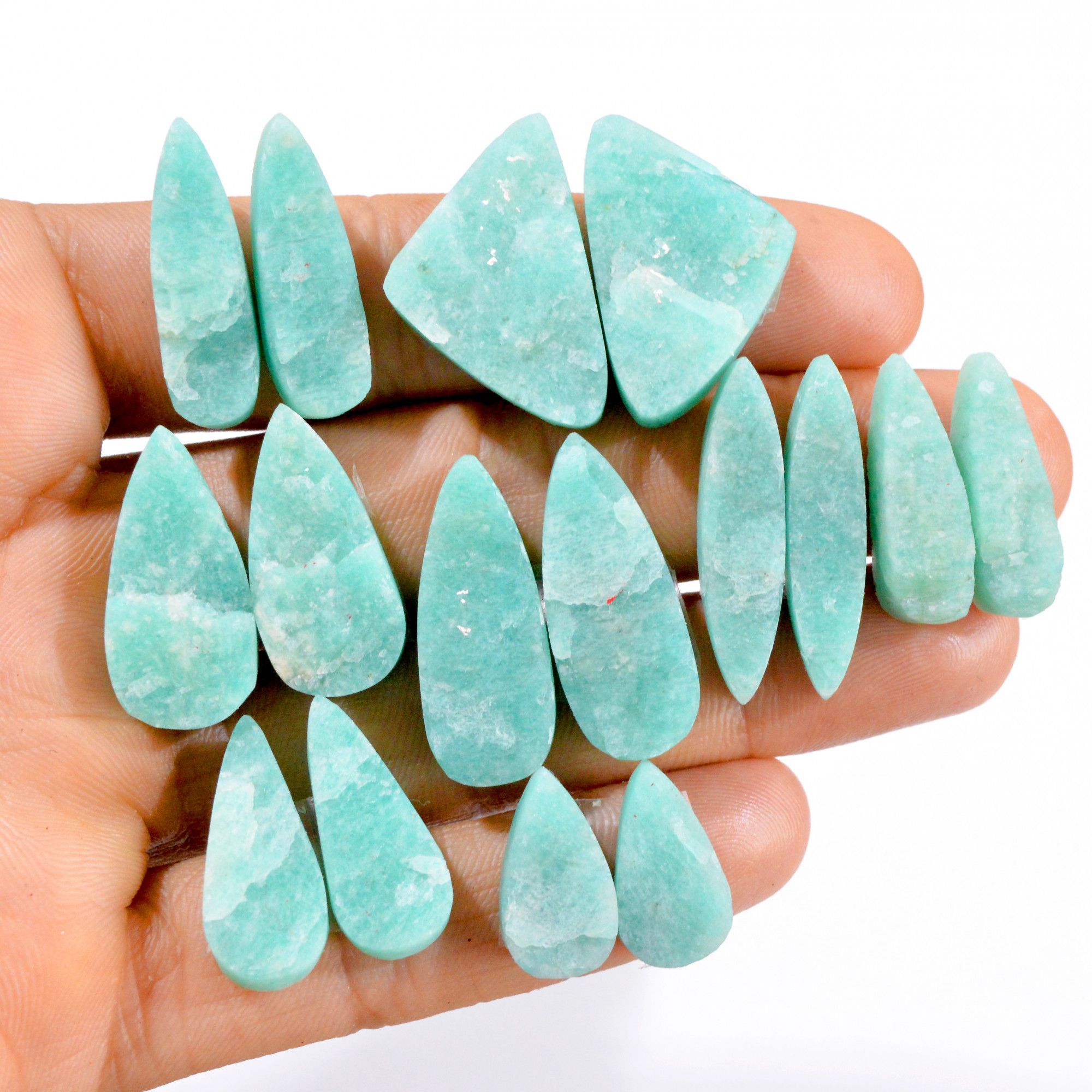 8 Pairs 227 Cts Natural Amazonite Druzy Pair Gemstone Lot For Jewelry Making 26x16 16x9 mm R-14452