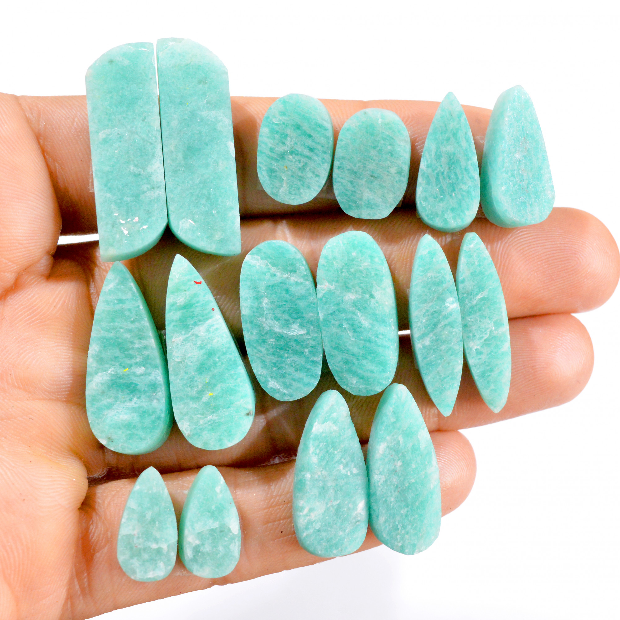 8 Pairs 215 Cts Natural Amazonite Druzy Pair Gemstone Lot For Jewelry Making 30x9 14x7 mm R-14453