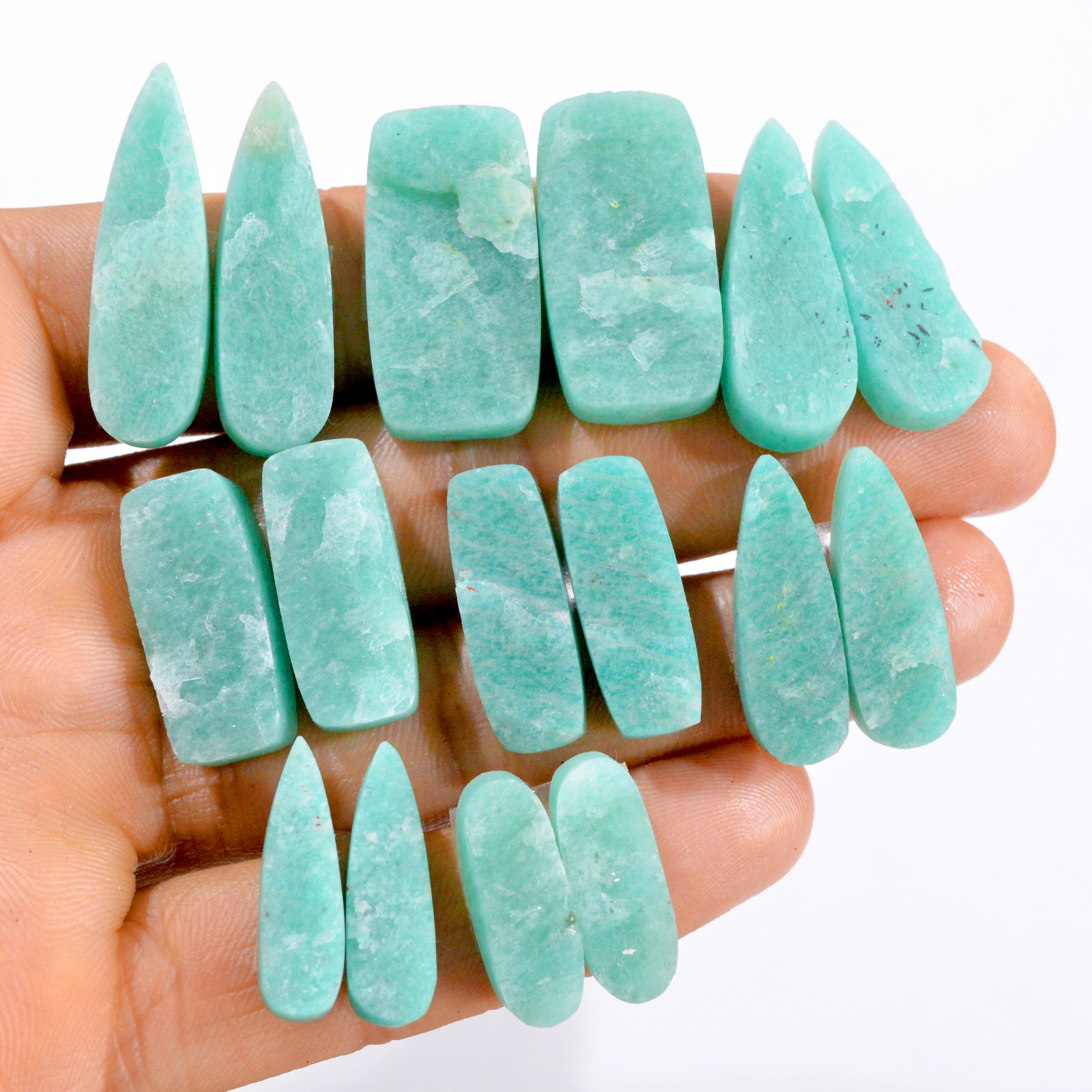 8 Pairs 233 Cts Natural Amazonite Druzy Pair Gemstone Lot For Jewelry Making 26x13 19x7 mm 14454