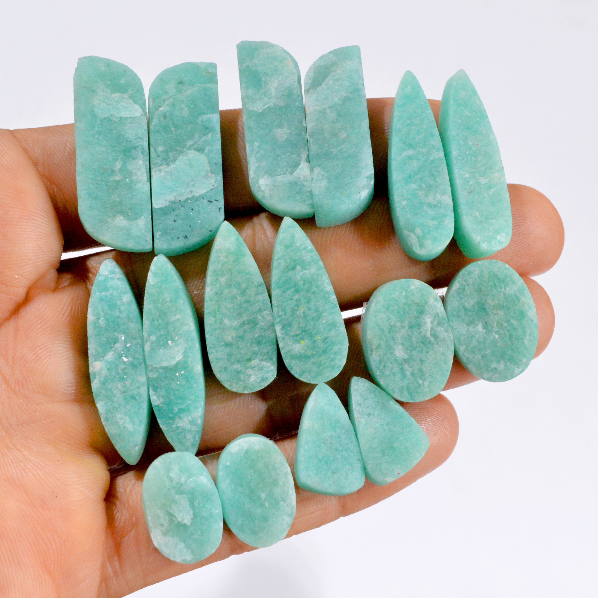 8 Pairs 265 Cts Natural Amazonite Druzy Pair Gemstone Lot For Jewelry Making 31x9 15x9 mm R-14455