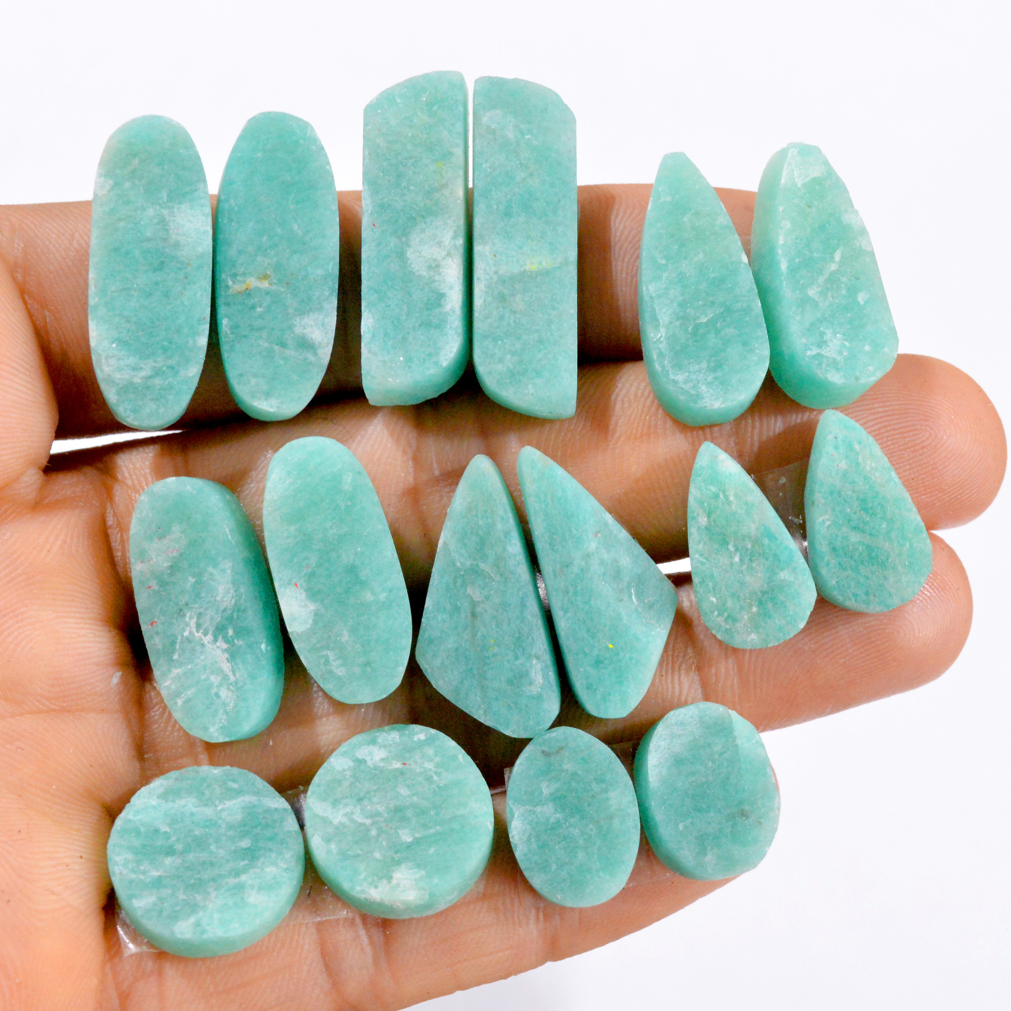 8 Pairs 213 Cts Natural Amazonite Druzy Pair Gemstone Lot For Jewelry Making 30x8 16x7 mm 14456