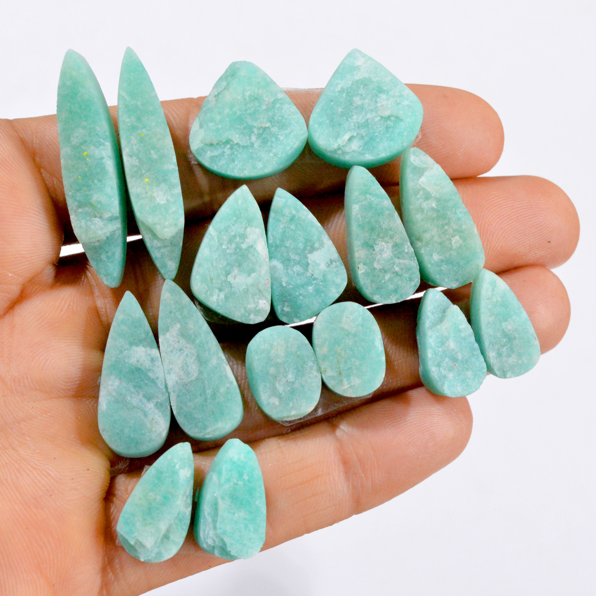 8 Pairs 221 Cts Natural Amazonite Druzy Pair Gemstone Lot For Jewelry Making 35x6 16x8 mm R-14457