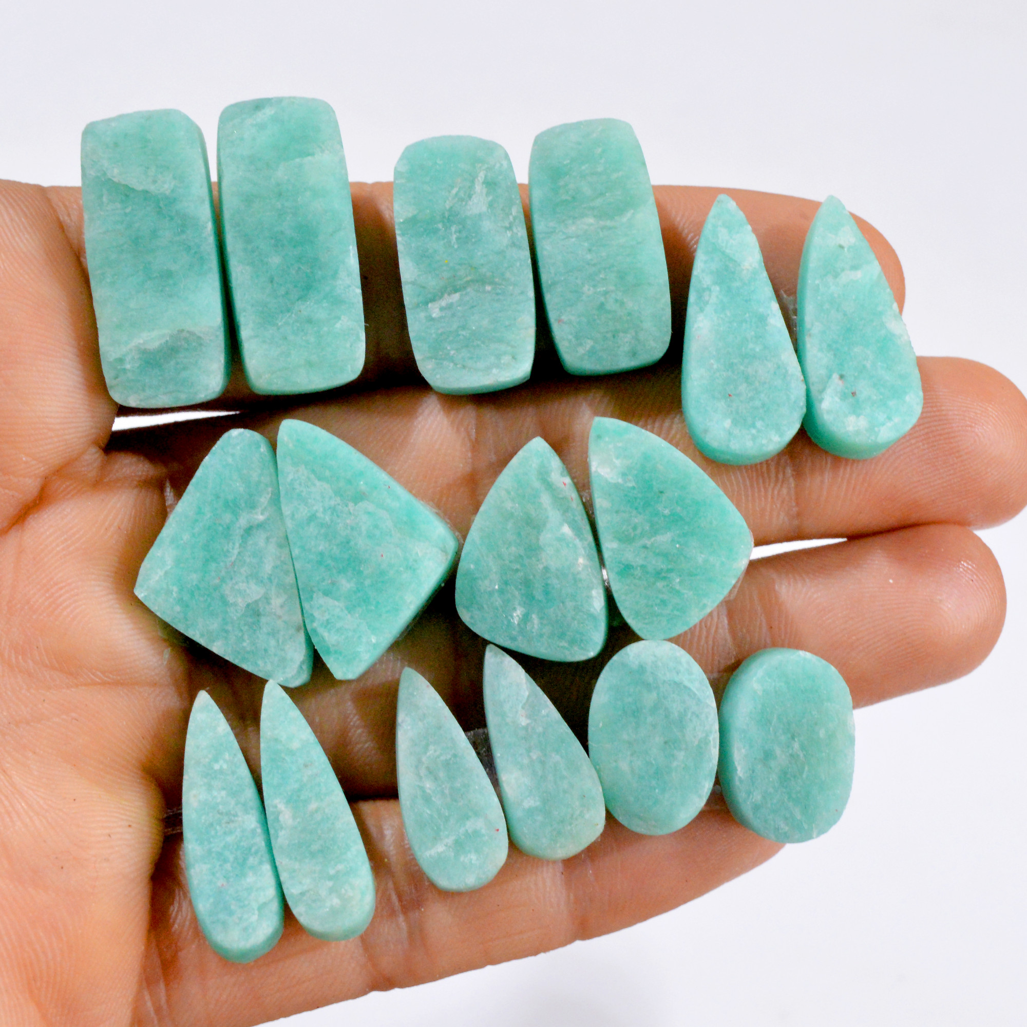 8 Pairs 220 Cts Natural Amazonite Druzy Pair Gemstone Lot For Jewelry Making 24x10 20x9 mm R-14459