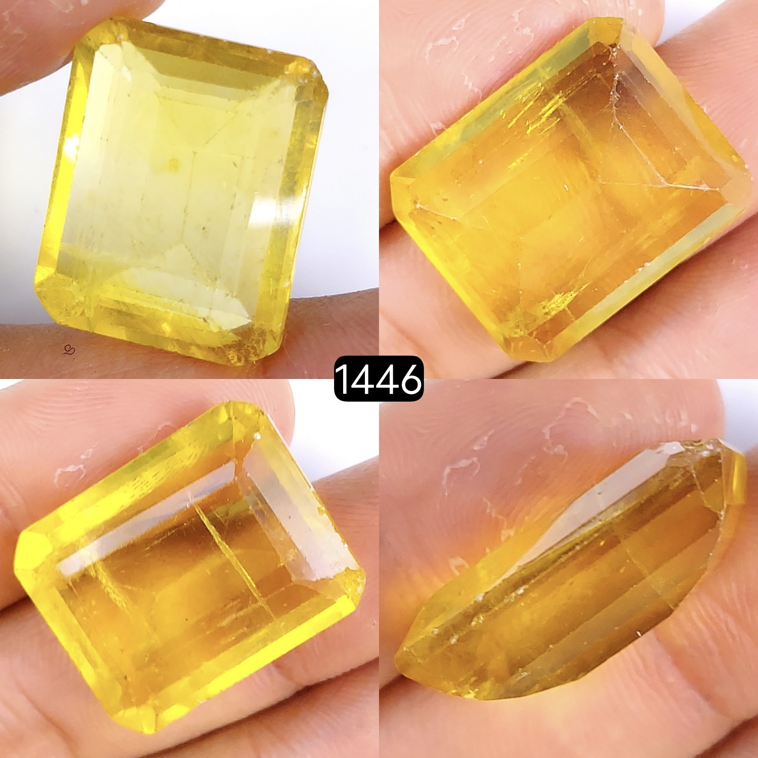 43Cts Natural Yellow Fluorite Faceted Cabochon Rectangle Shape Gemstone Crystal 25x19mm#1446