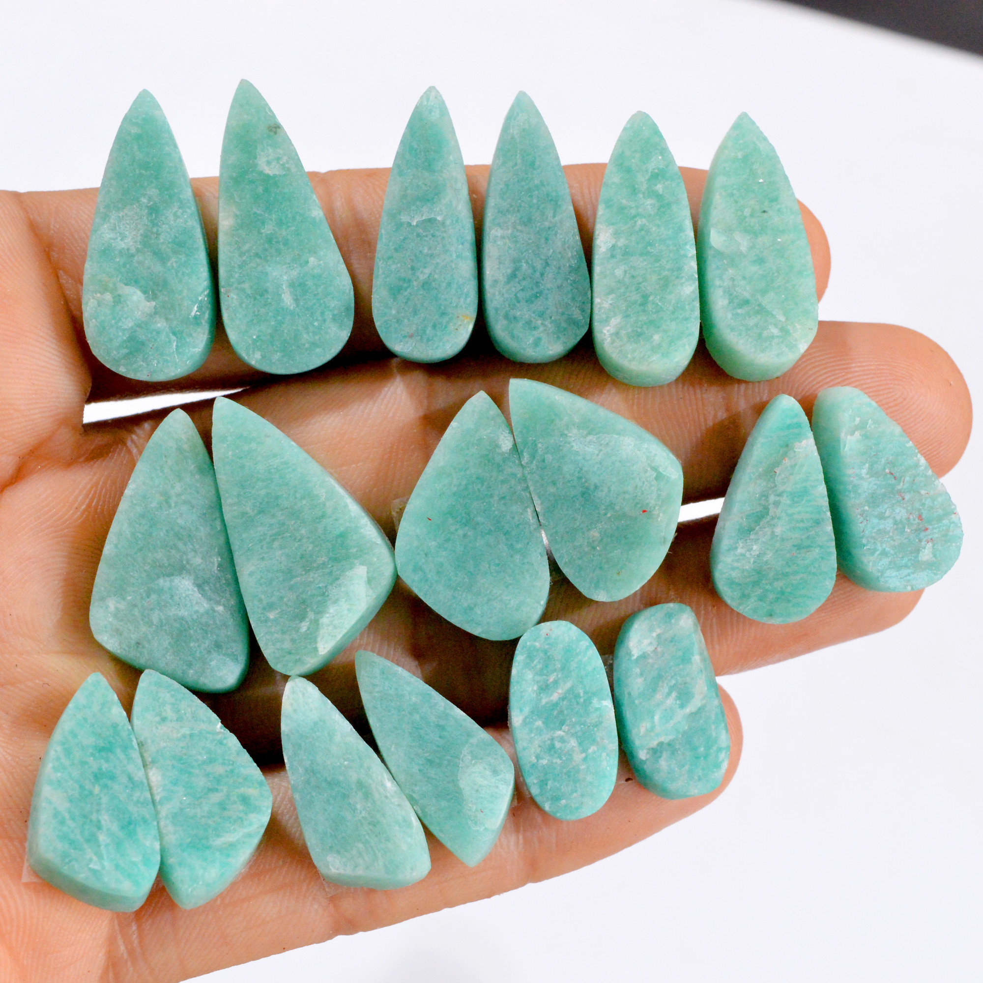 9 Pairs 252 Cts Natural Amazonite Druzy Pair Gemstone Lot For Jewelry Making 29x11 20x10 mm R-14461