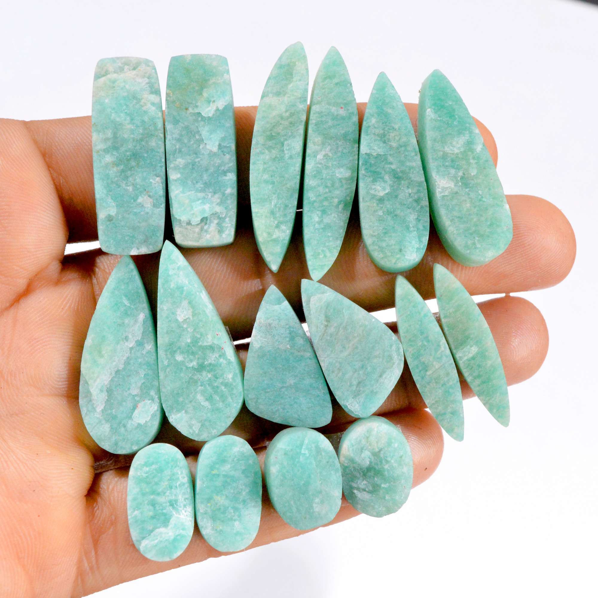8 Pairs 271 Cts Natural Amazonite Druzy Pair Gemstone Lot For Jewelry Making 39x9 12x10 mm R-14463
