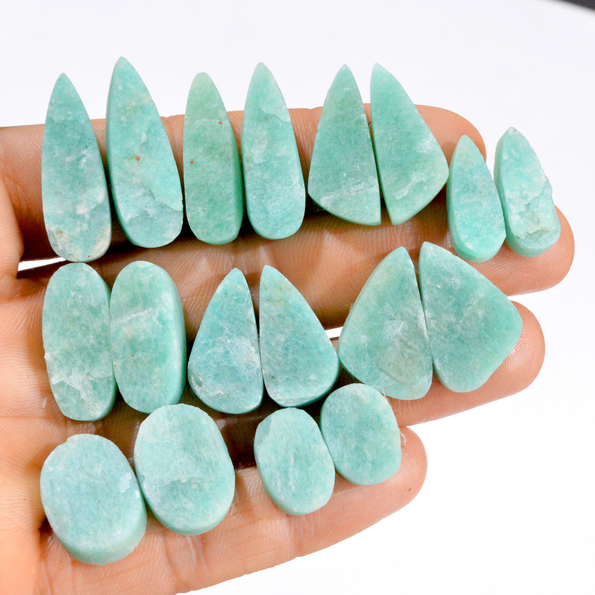 9 Pairs 235 Cts Natural Amazonite Druzy Pair Gemstone Lot For Jewelry Making 28x9 13x10 mm R-14464