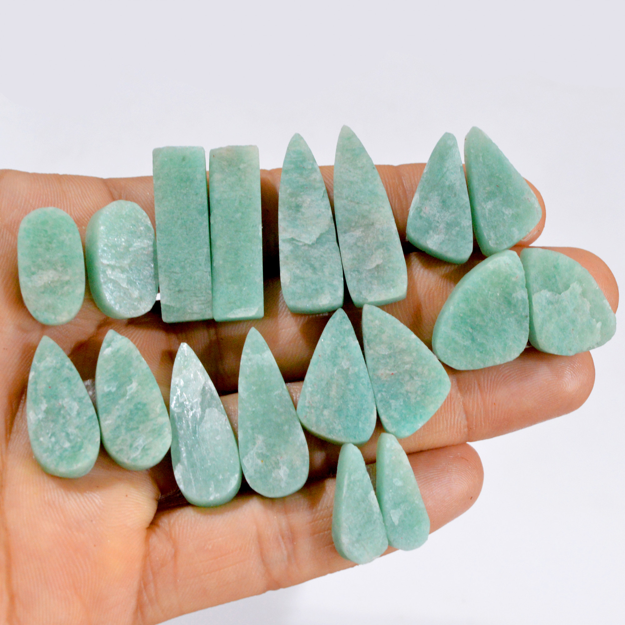 9 Pairs 247 Cts Natural Amazonite Druzy Pair Gemstone Lot For Jewelry Making 31x10 20x12 mm R-14465