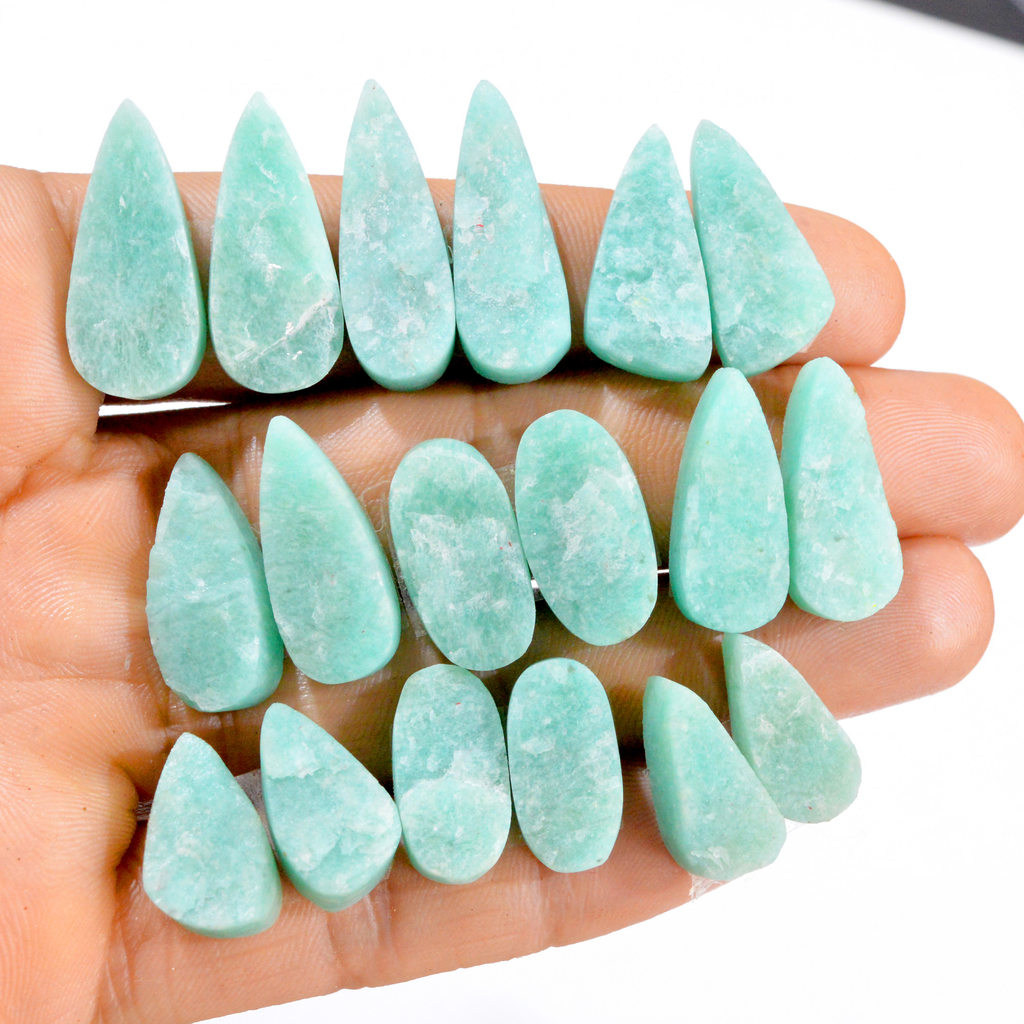 9 Pairs 204 Cts Natural Amazonite Druzy Pair Gemstone Lot For Jewelry Making 26x9 18x10 mm R-14466