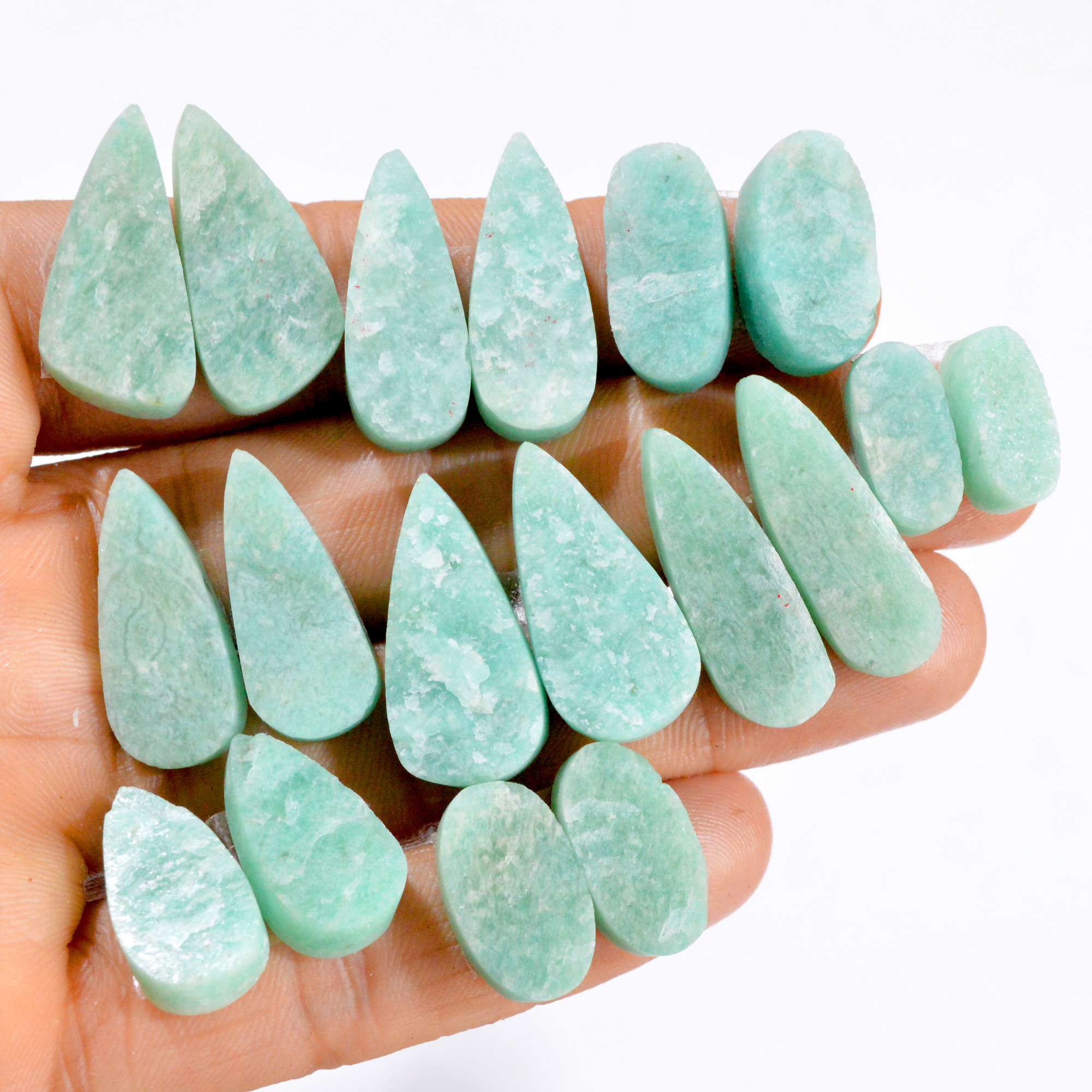9 Pairs 245 Cts Natural Amazonite Druzy Pair Gemstone Lot For Jewelry Making 25x10 14x10 mm R-14467
