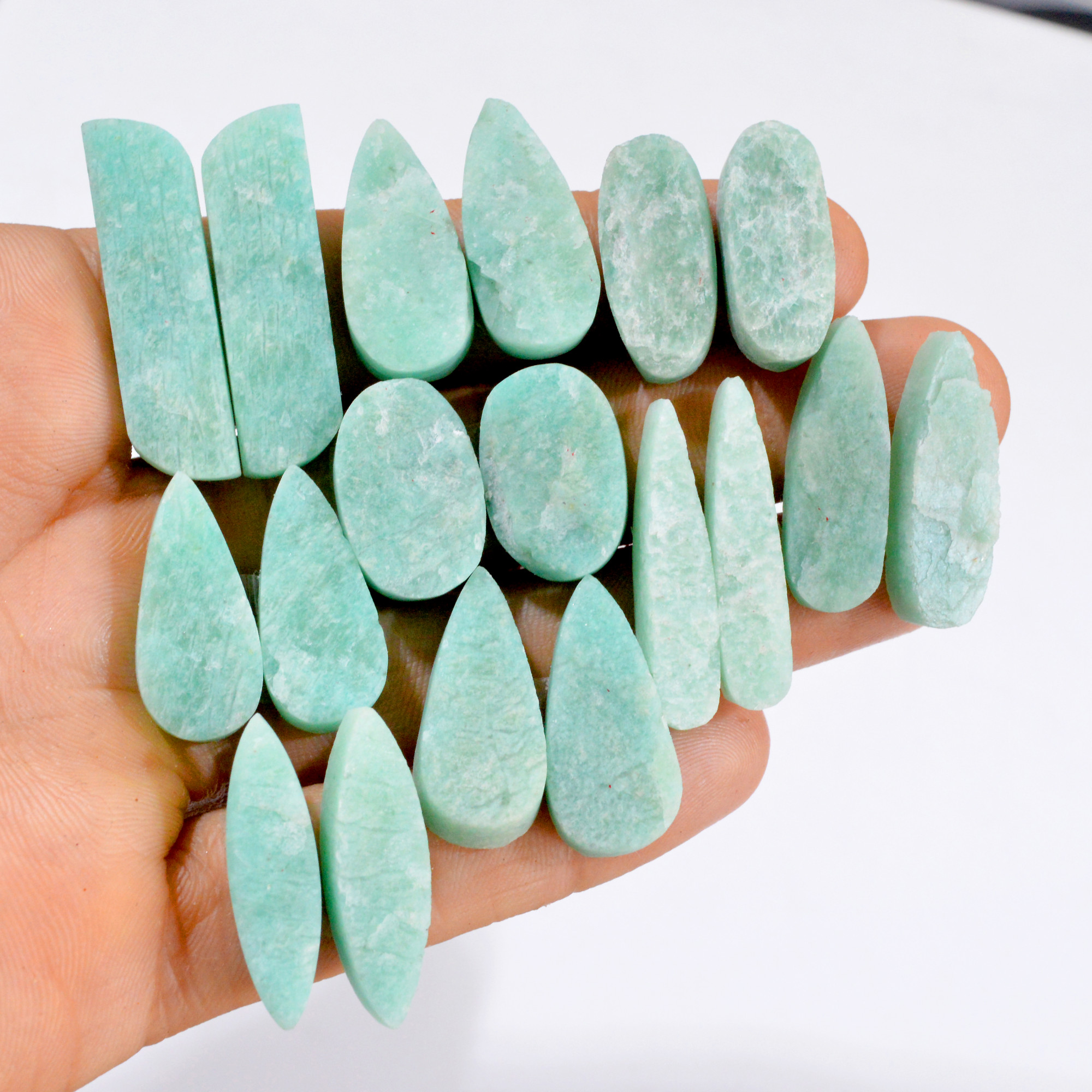 9 Pairs 290 Cts Natural Amazonite Druzy Pair Gemstone Lot For Jewelry Making 35x10 21x12 mm R-14468