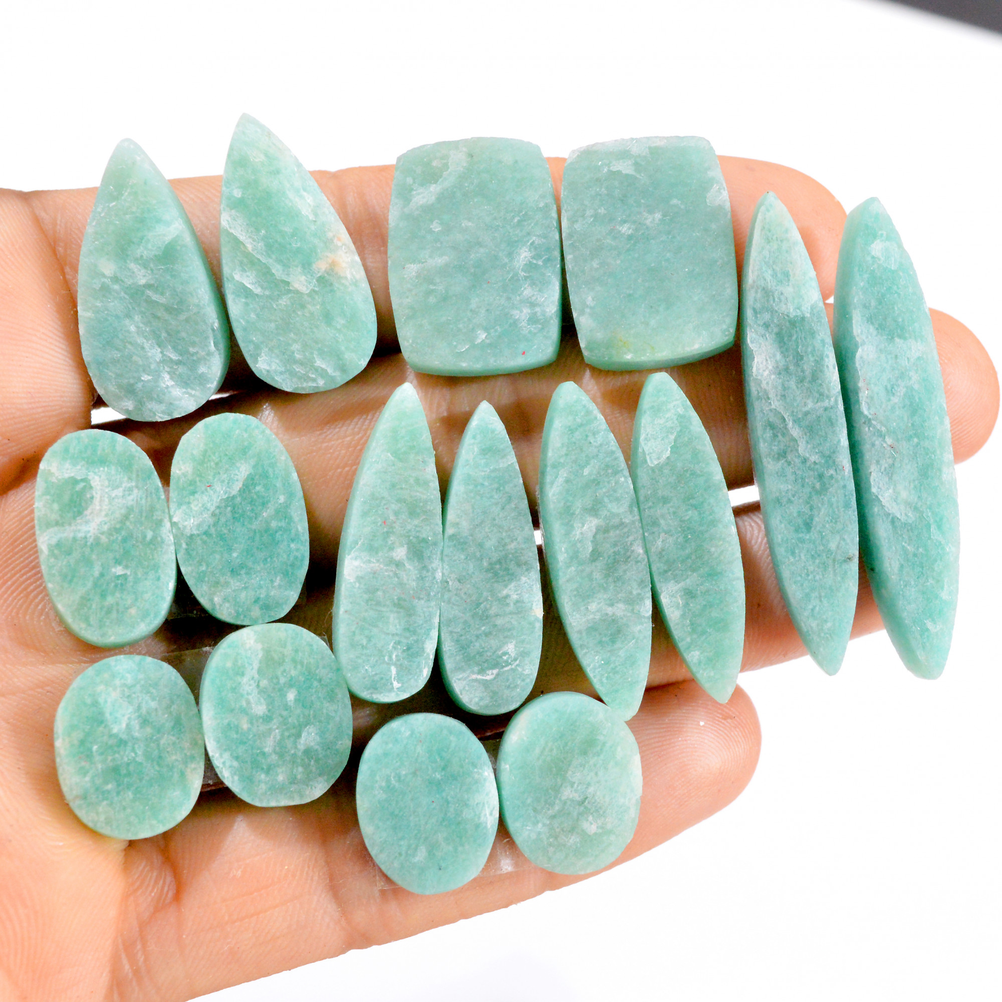 8 Pairs 256 Cts Natural Amazonite Druzy Pair Gemstone Lot For Jewelry Making 45x9 15x11 mm R-14469