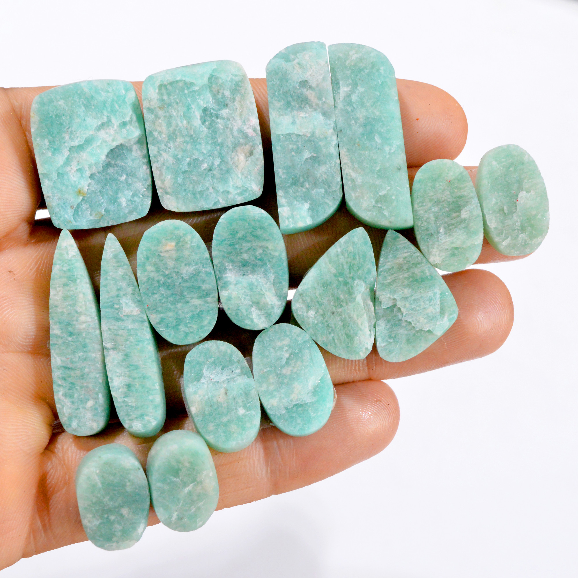 8 Pairs 262 Cts Natural Amazonite Druzy Pair Gemstone Lot For Jewelry Making 32x9 16x11 mm R-14471