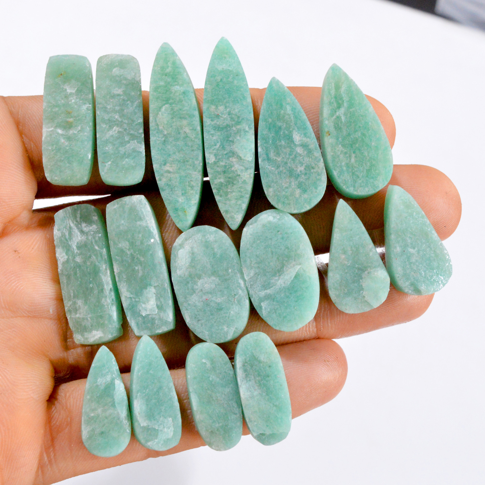 8 Pairs 251 Cts Natural Amazonite Druzy Pair Gemstone Lot For Jewelry Making 37x10 20x9 mm R-14472