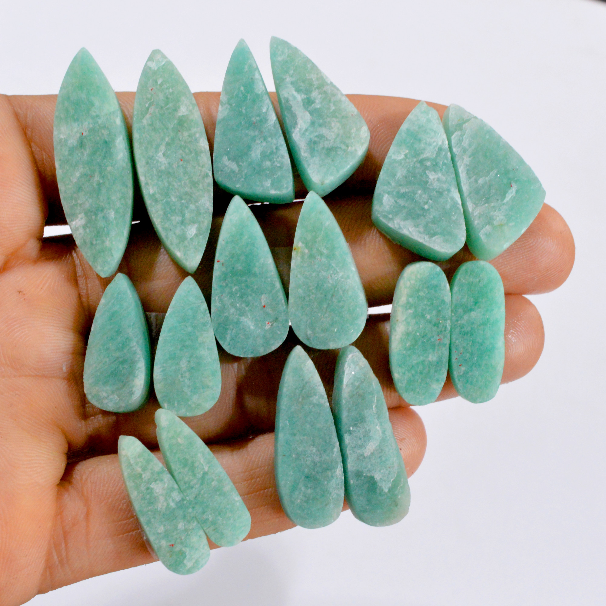 8 Pairs 236 Cts Natural Amazonite Druzy Pair Gemstone Lot For Jewelry Making 35x11 21x10 mm R-14473