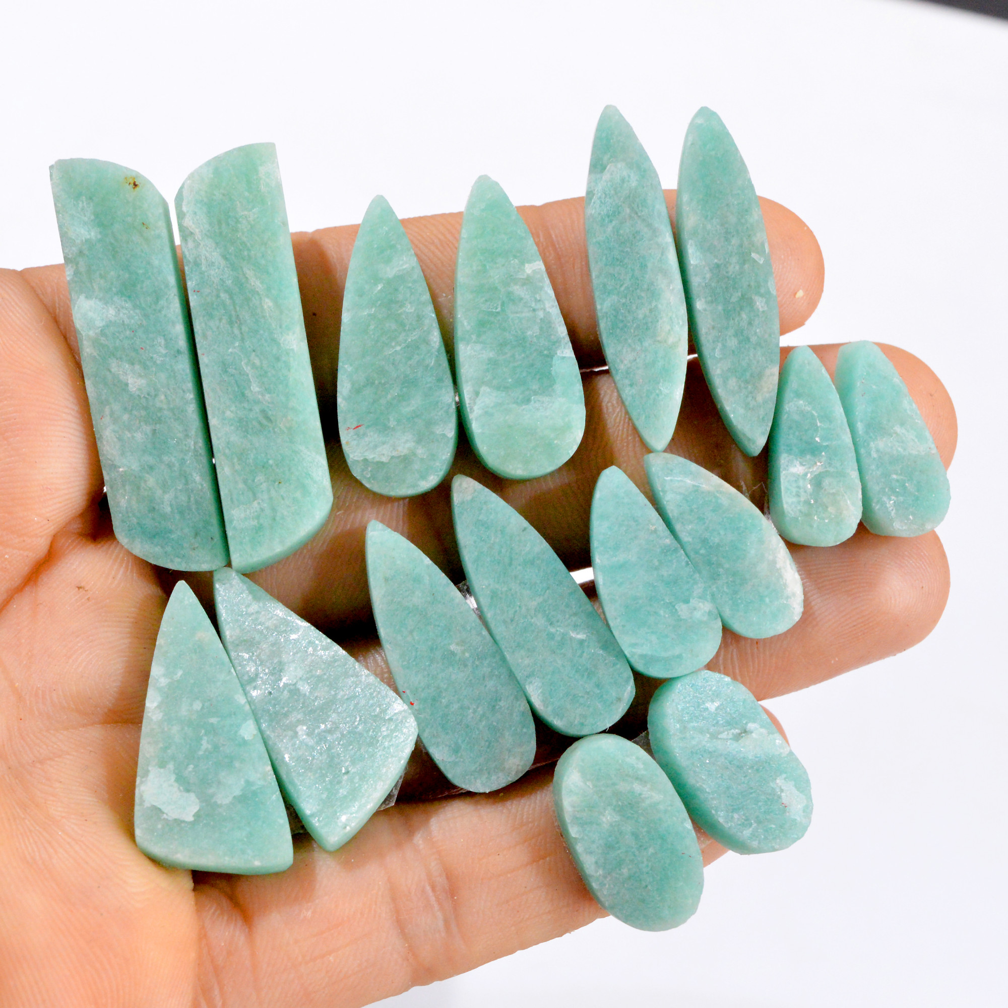 8 Pairs 237 Cts Natural Amazonite Druzy Pair Gemstone Lot For Jewelry Making 40x10 19x11 mm R-14474