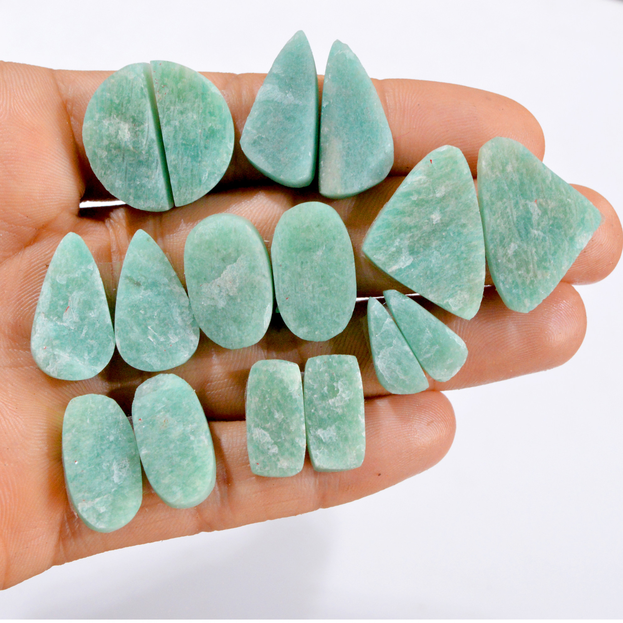 8 Pairs 183 Cts Natural Amazonite Druzy Pair Gemstone Lot For Jewelry Making 29x19 15x7 mm R-14475