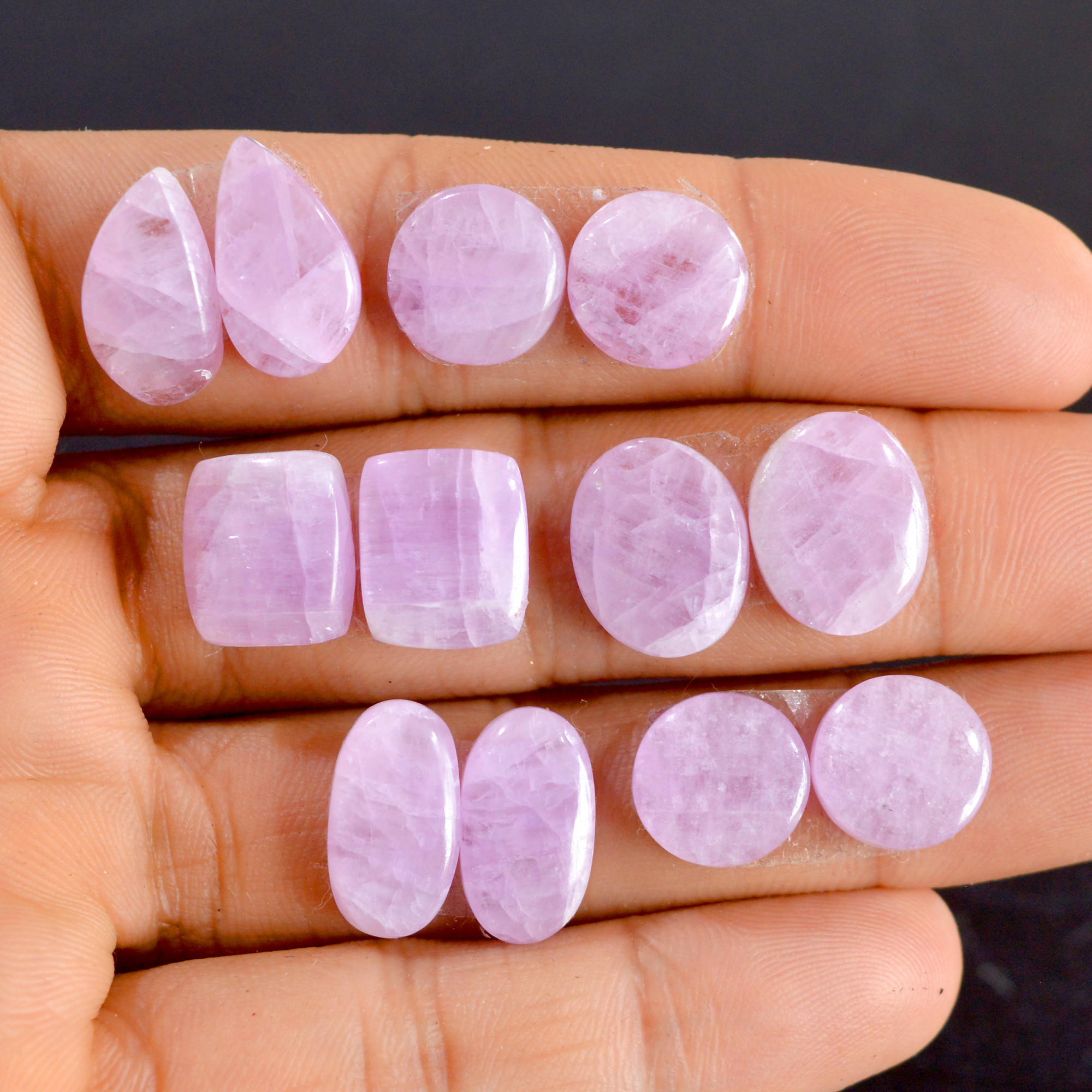 6 Pairs 82 Cts Natural Kunzite Pair Gemstone Lot For Jewelry Making 11x11-15x10 mm R-14476