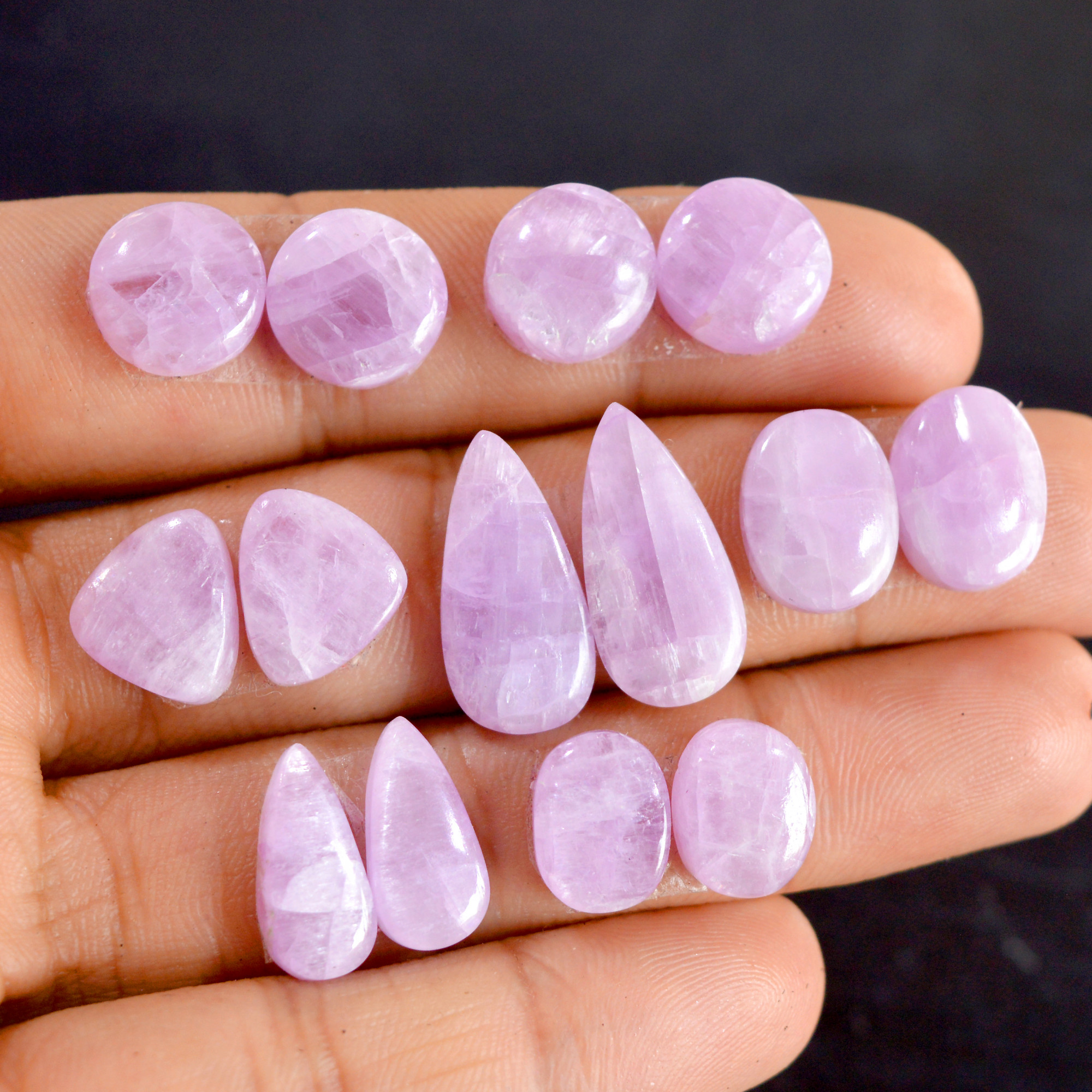 7 Pairs 99 Cts Natural Kunzite Pair Gemstone Lot For Jewelry Making 11x8-20x9 mm R-14477