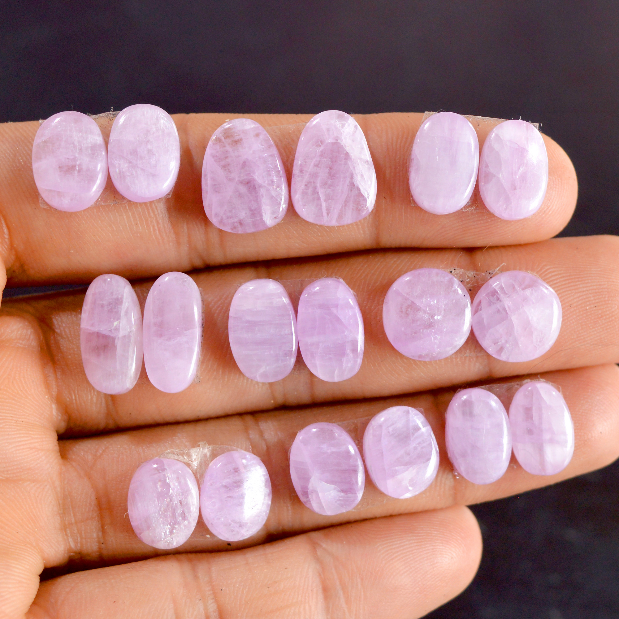 9 Pairs 86 Cts Natural Kunzite Pair Gemstone Lot For Jewelry Making 10x8-13x9 mm R-14478