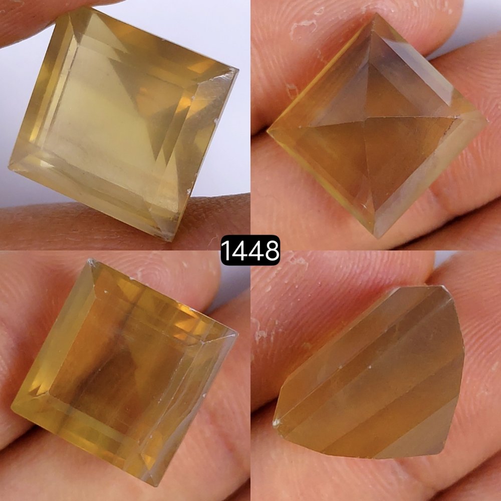 27Cts Natural Yellow Fluorite Faceted Cabochon Rectangle Shape Gemstone Crystal 16x15mm#1448
